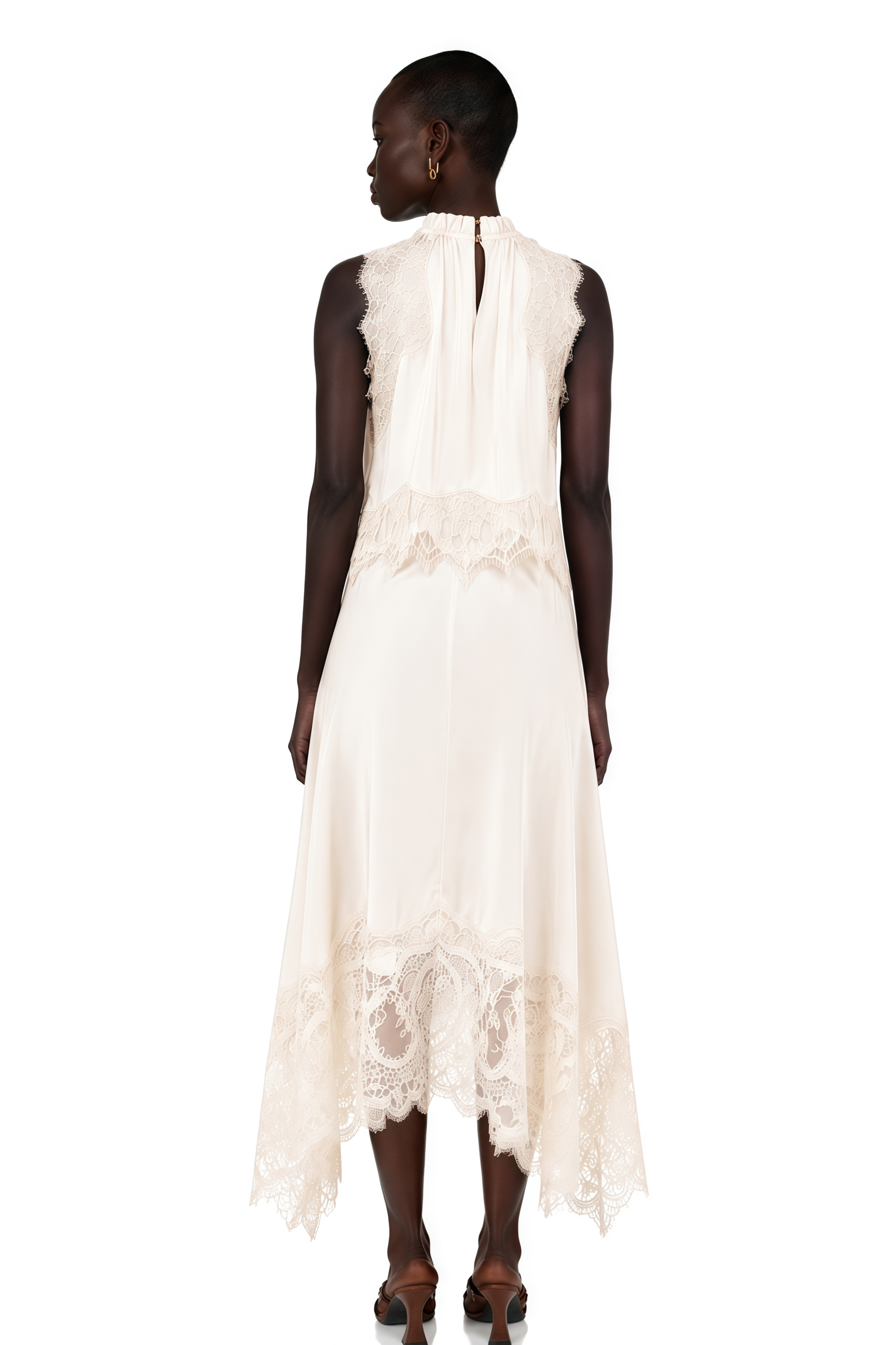 Florence White Lace Panel Top & Skirt Set