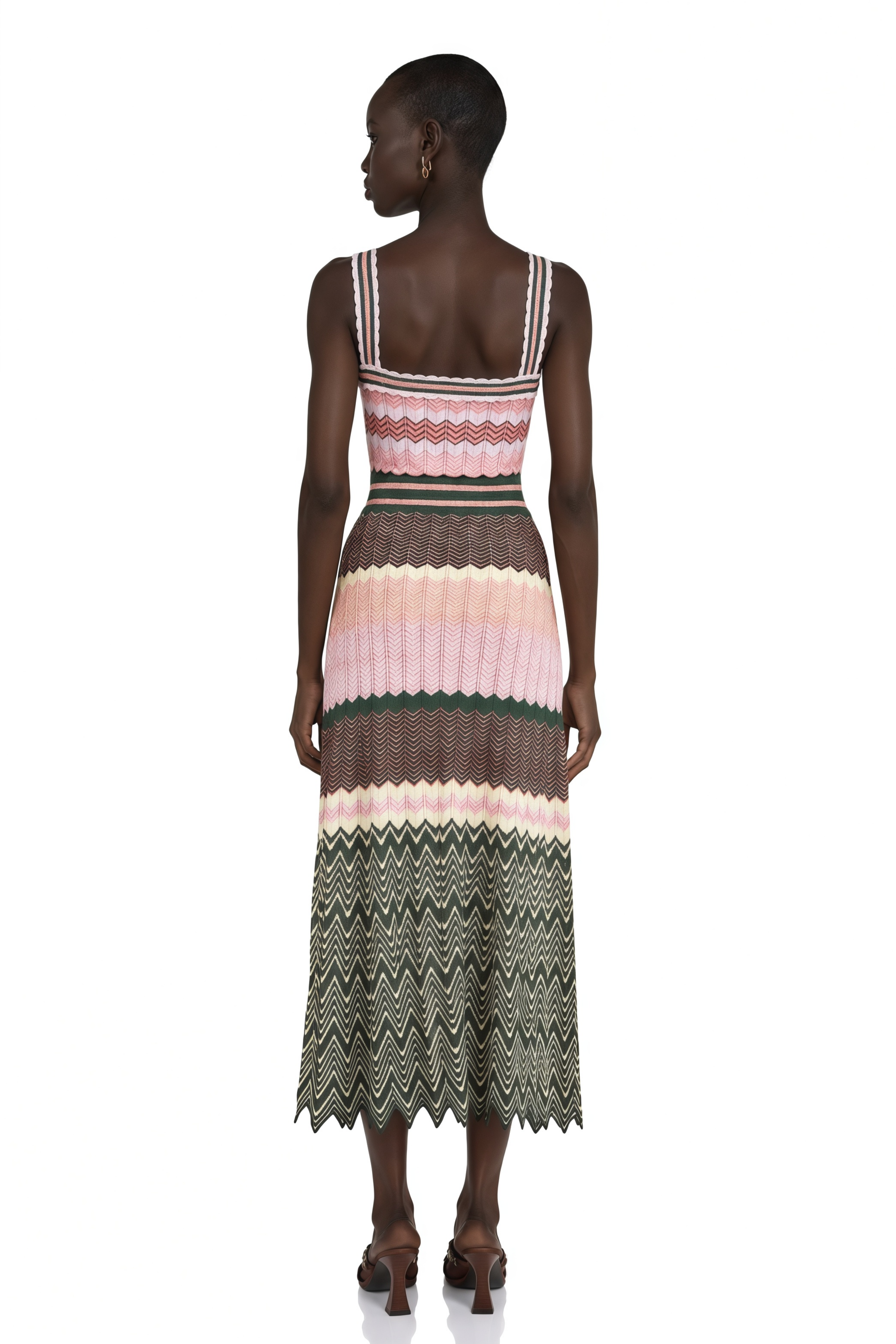 Daphné Contrast-Color Knitted Midi Dress