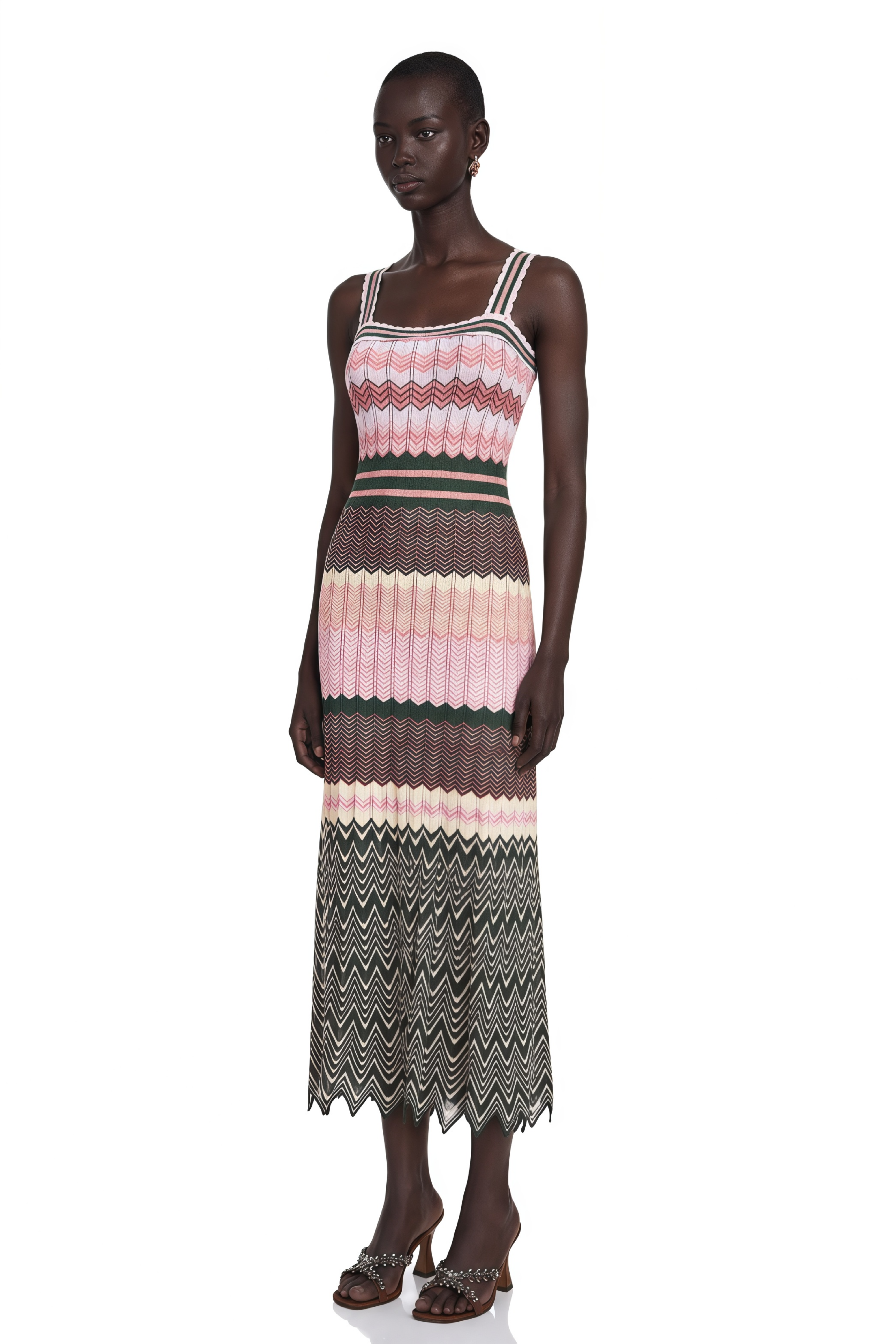 Daphné Contrast-Color Knitted Midi Dress