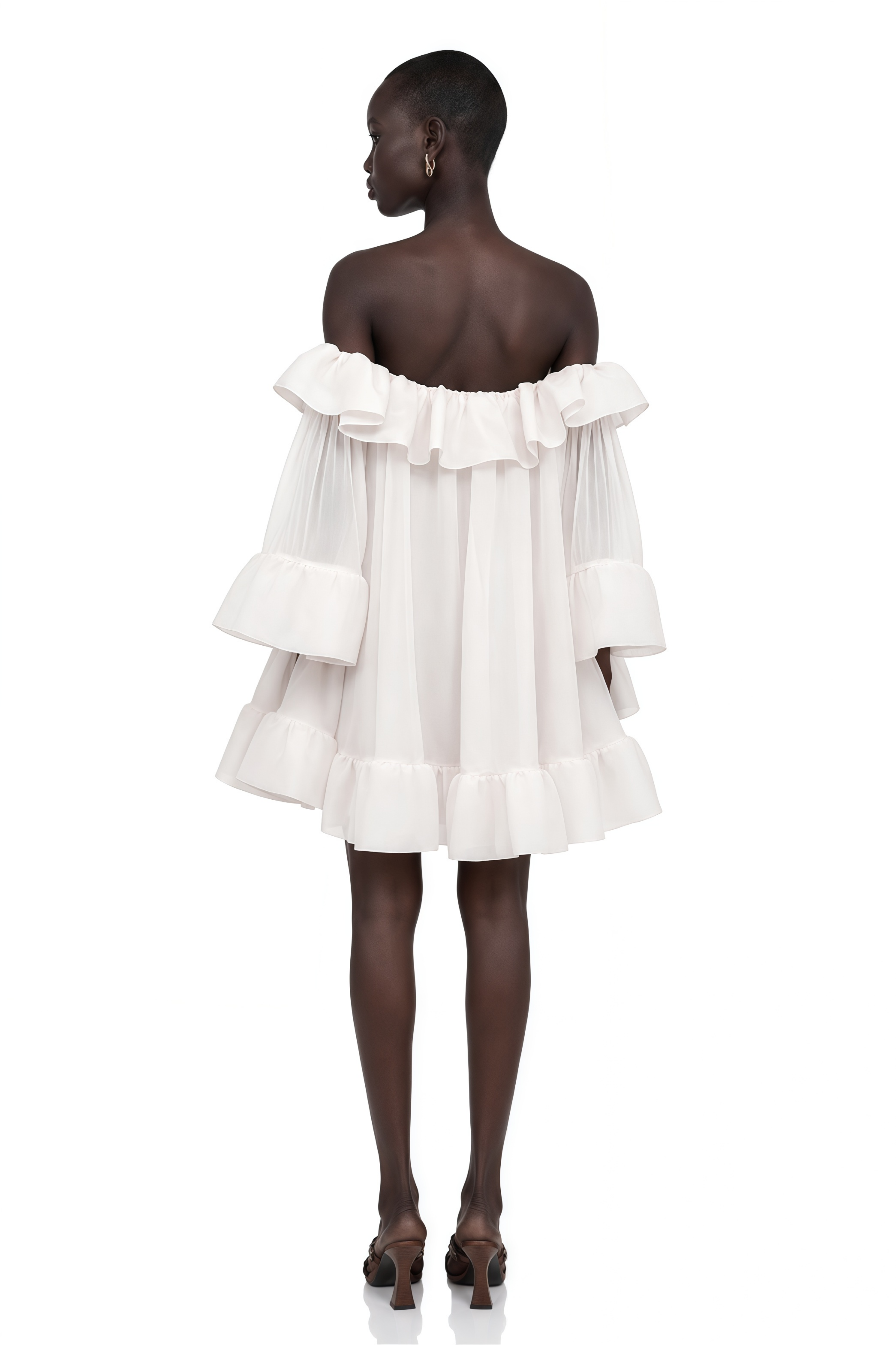 Flavie White Off Shoulder Ruffled Mini Dress