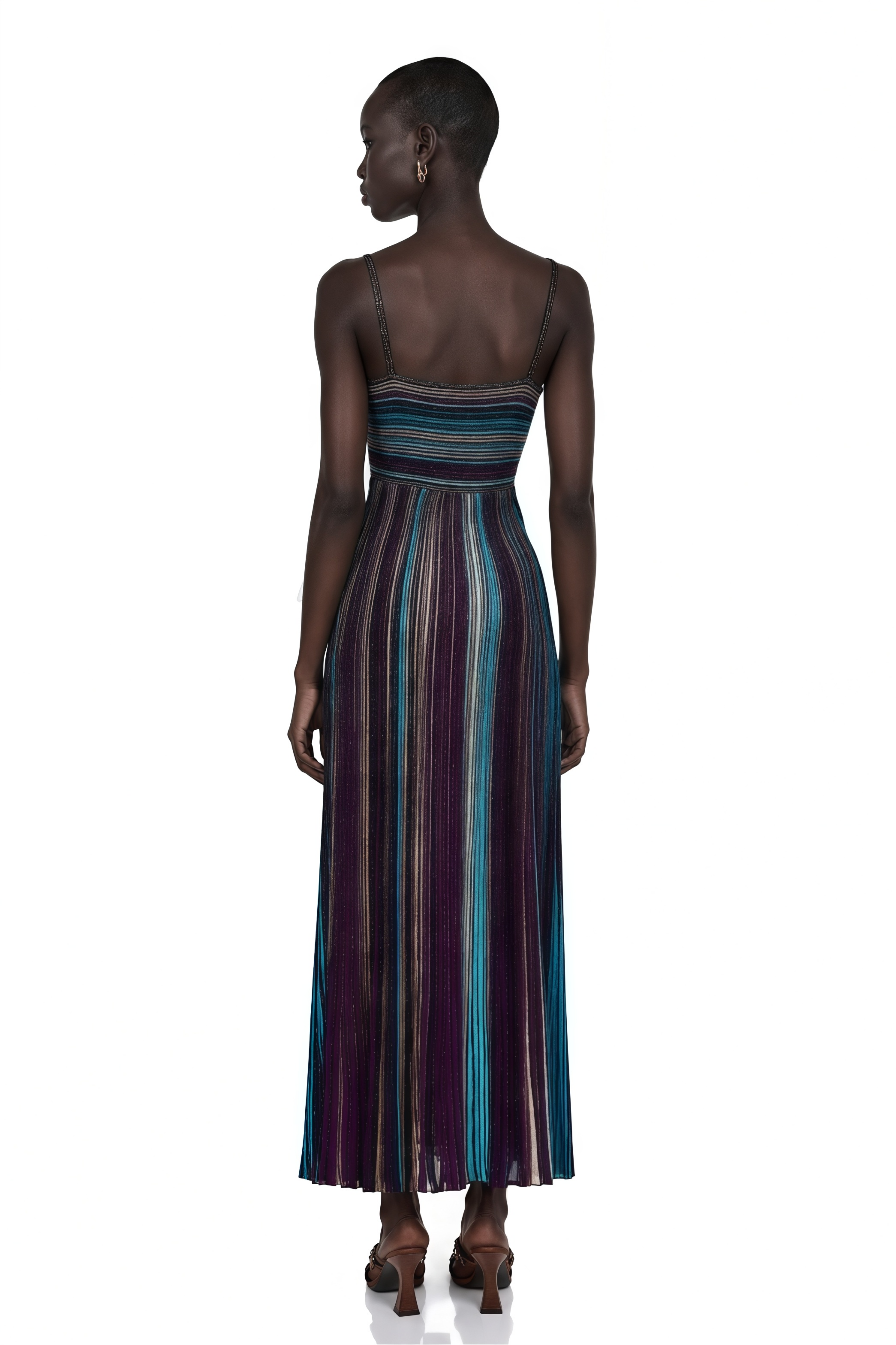 Bruyère Purple Sequin Striped Knit Maxi Dress
