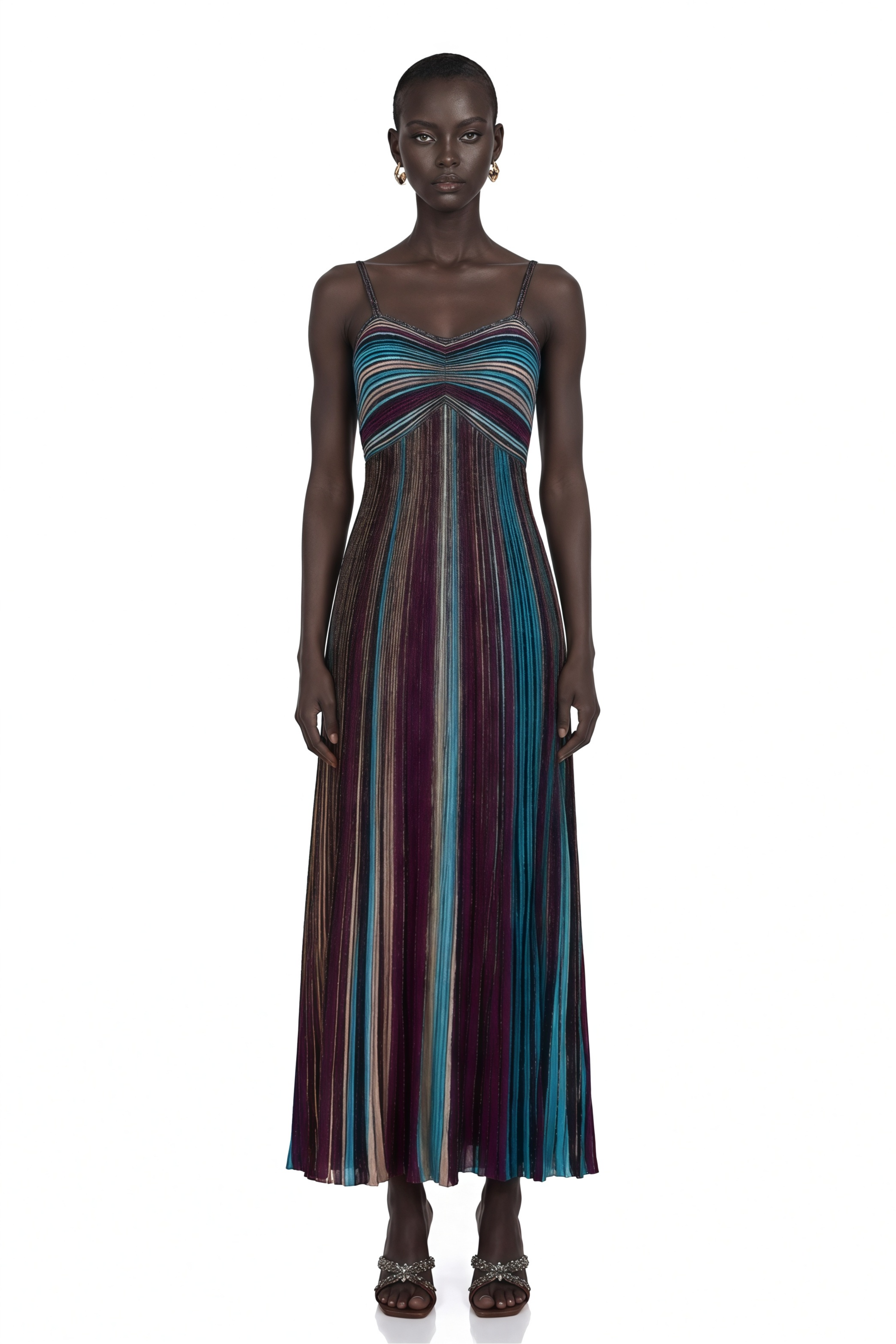 Bruyère Purple Sequin Striped Knit Maxi Dress