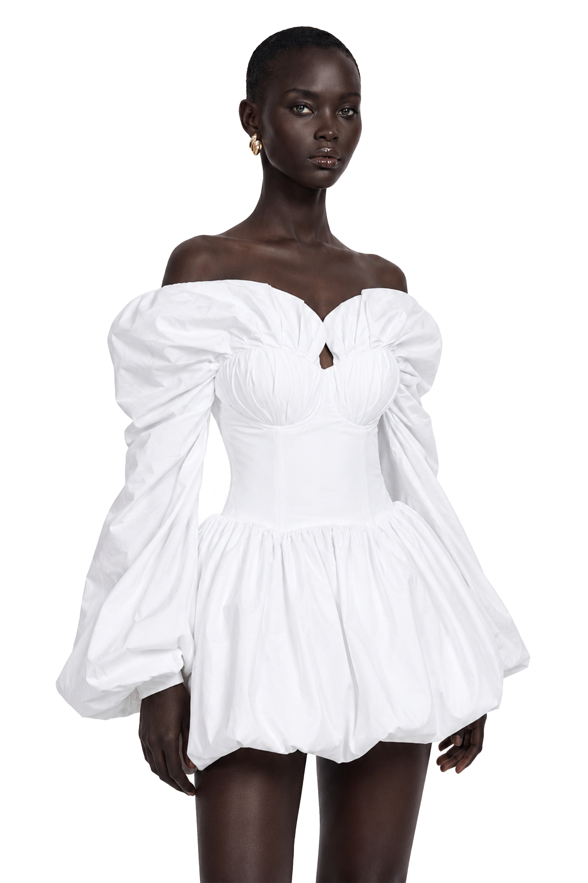 Alicia White Ruched Blouse & Skirt Set