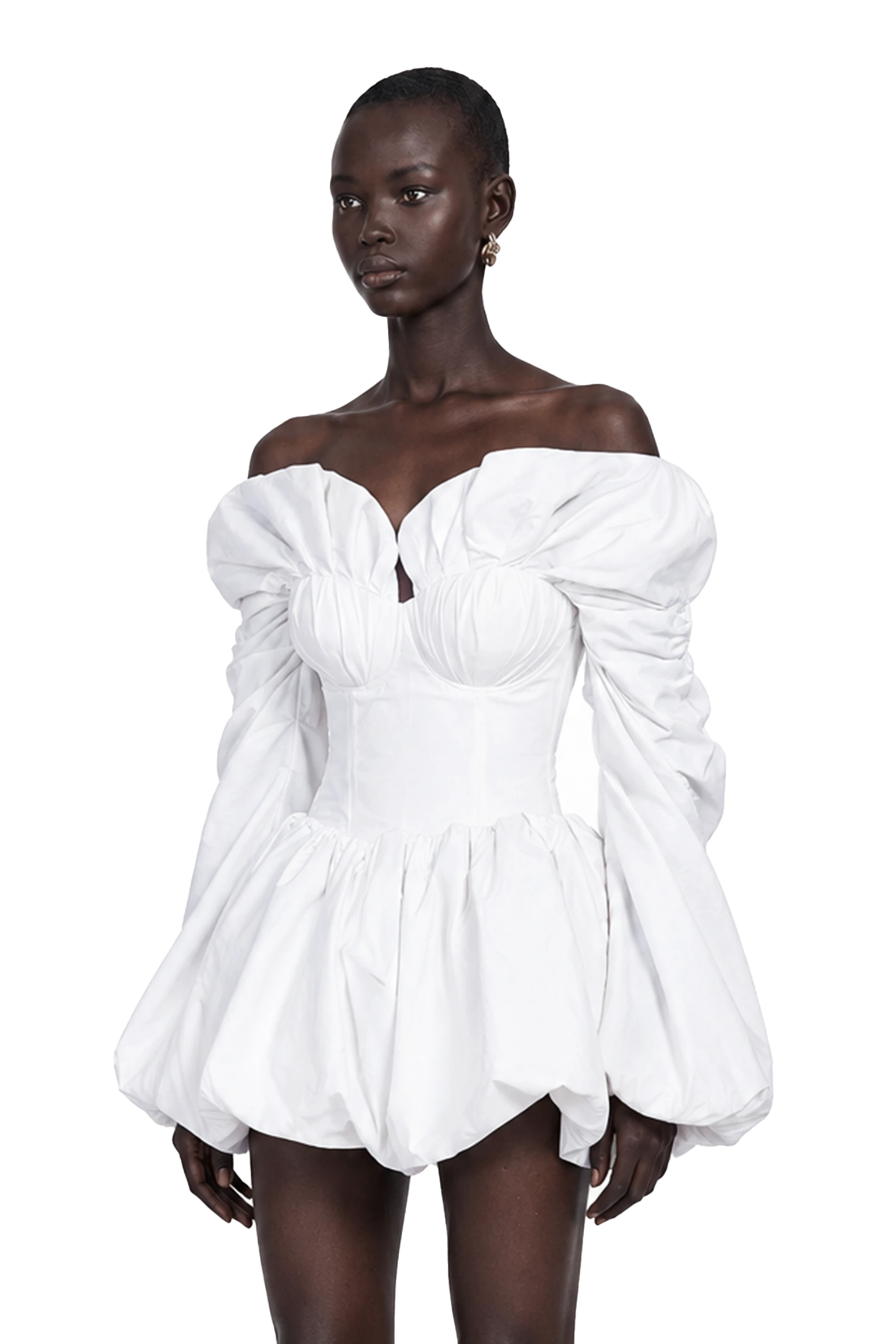 Alicia White Ruched Blouse & Skirt Set