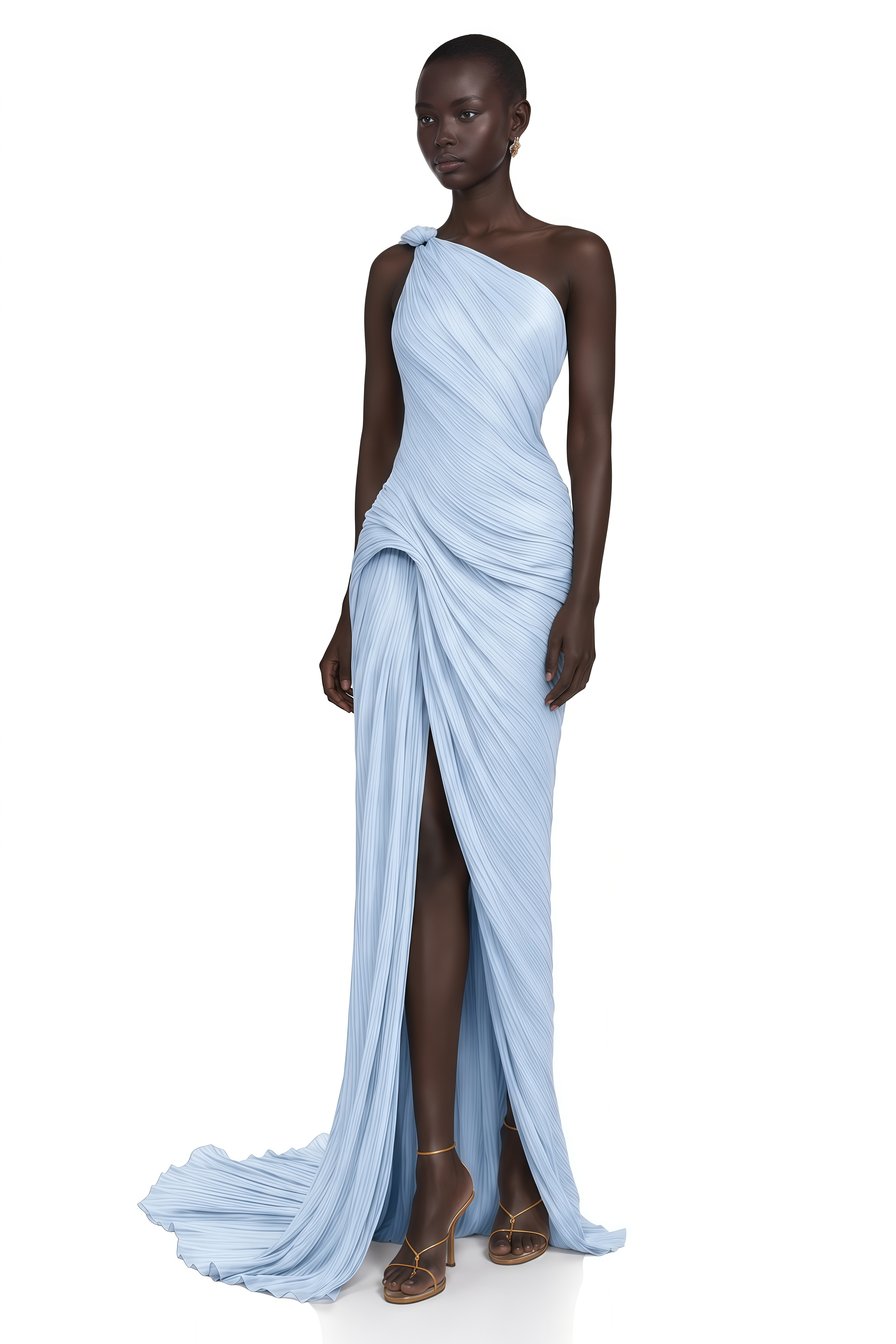 ruched flowy dress Meissa Blue Asymmetrical Maxi Cut out