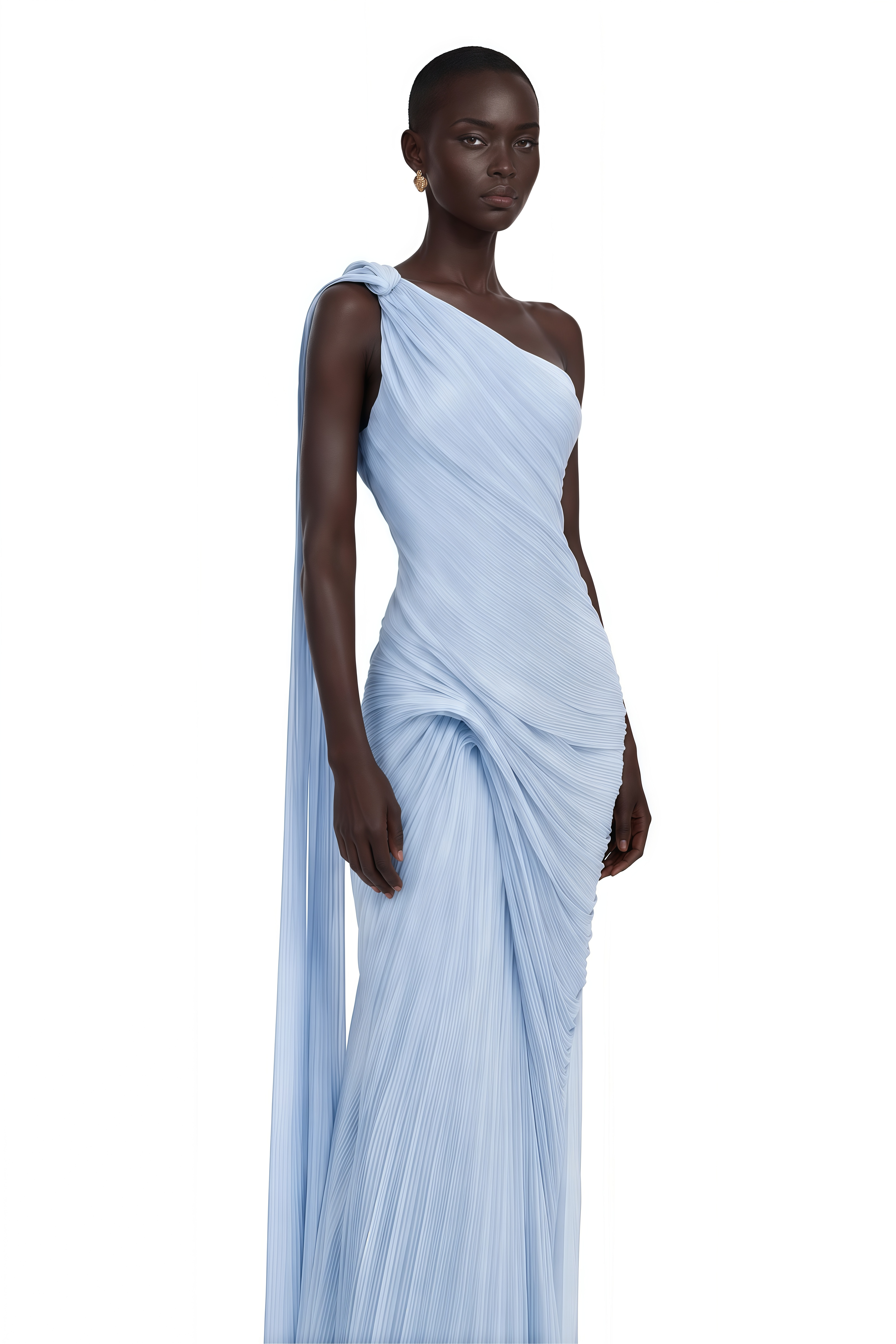 Meissa Blue Asymmetrical Ruched Maxi Dress – Miss Rosier - Women's