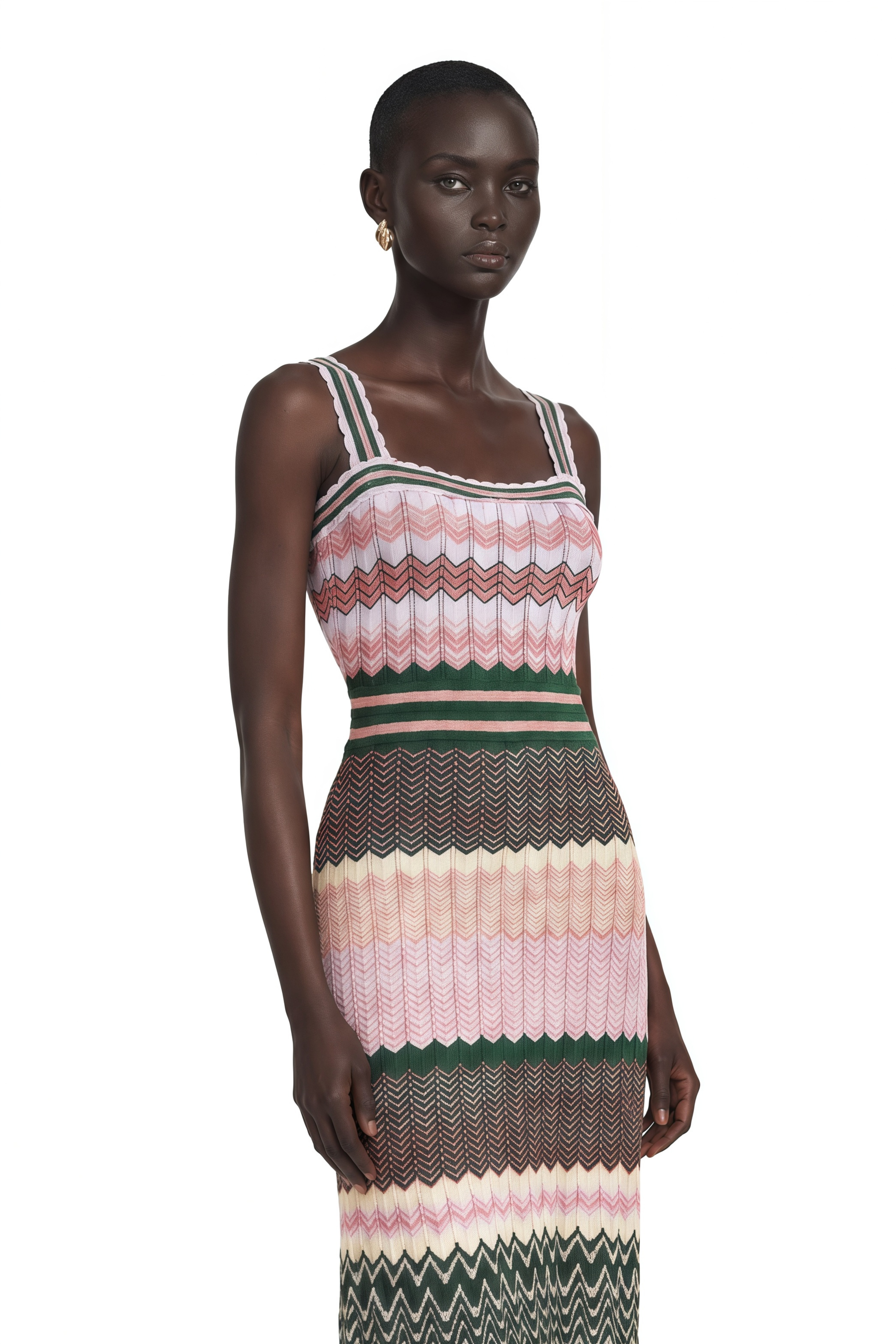 Daphné Contrast-Color Knitted Midi Dress