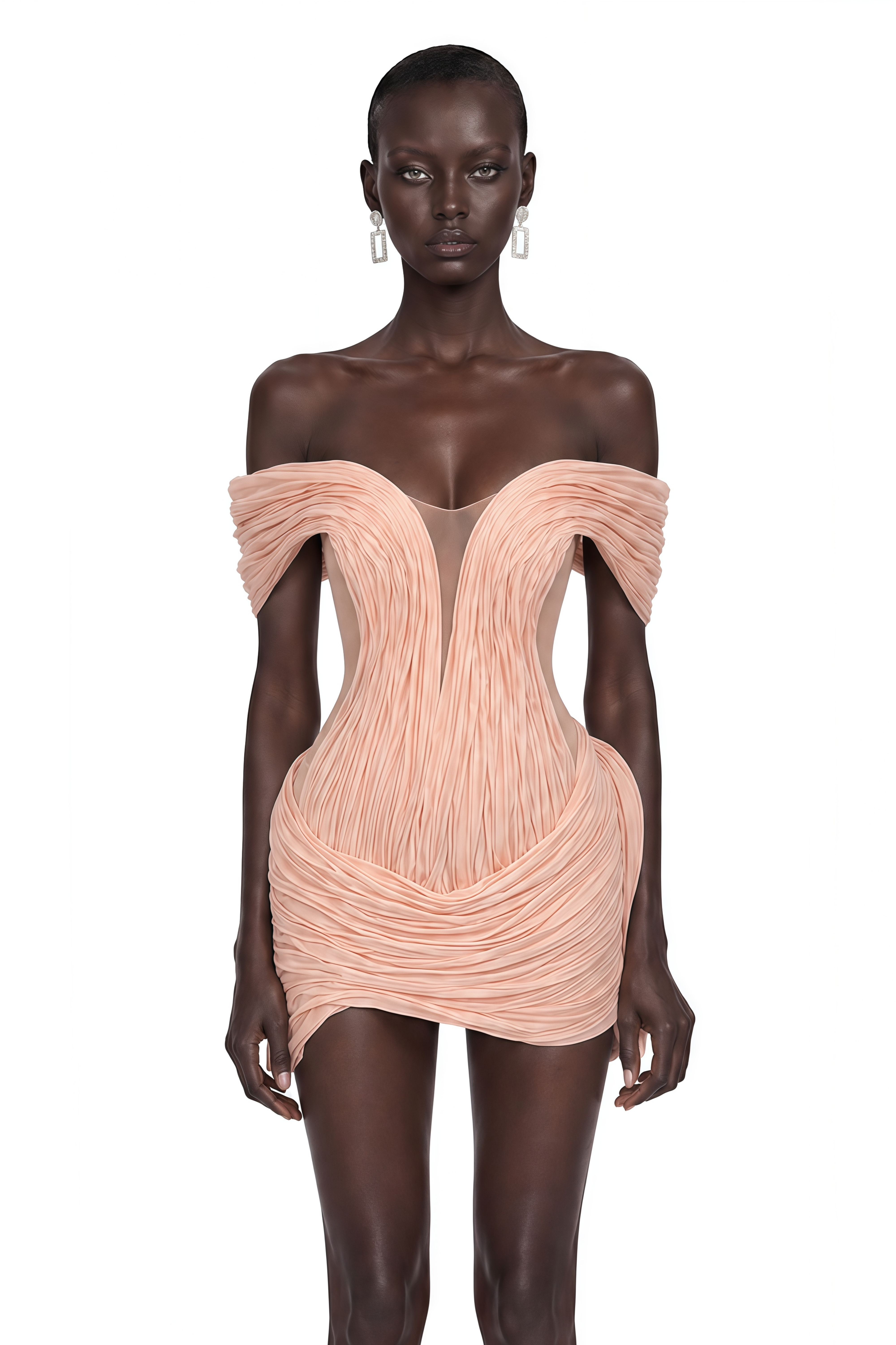 Ciela Pink Ruched Off-shoulder Mini Dress