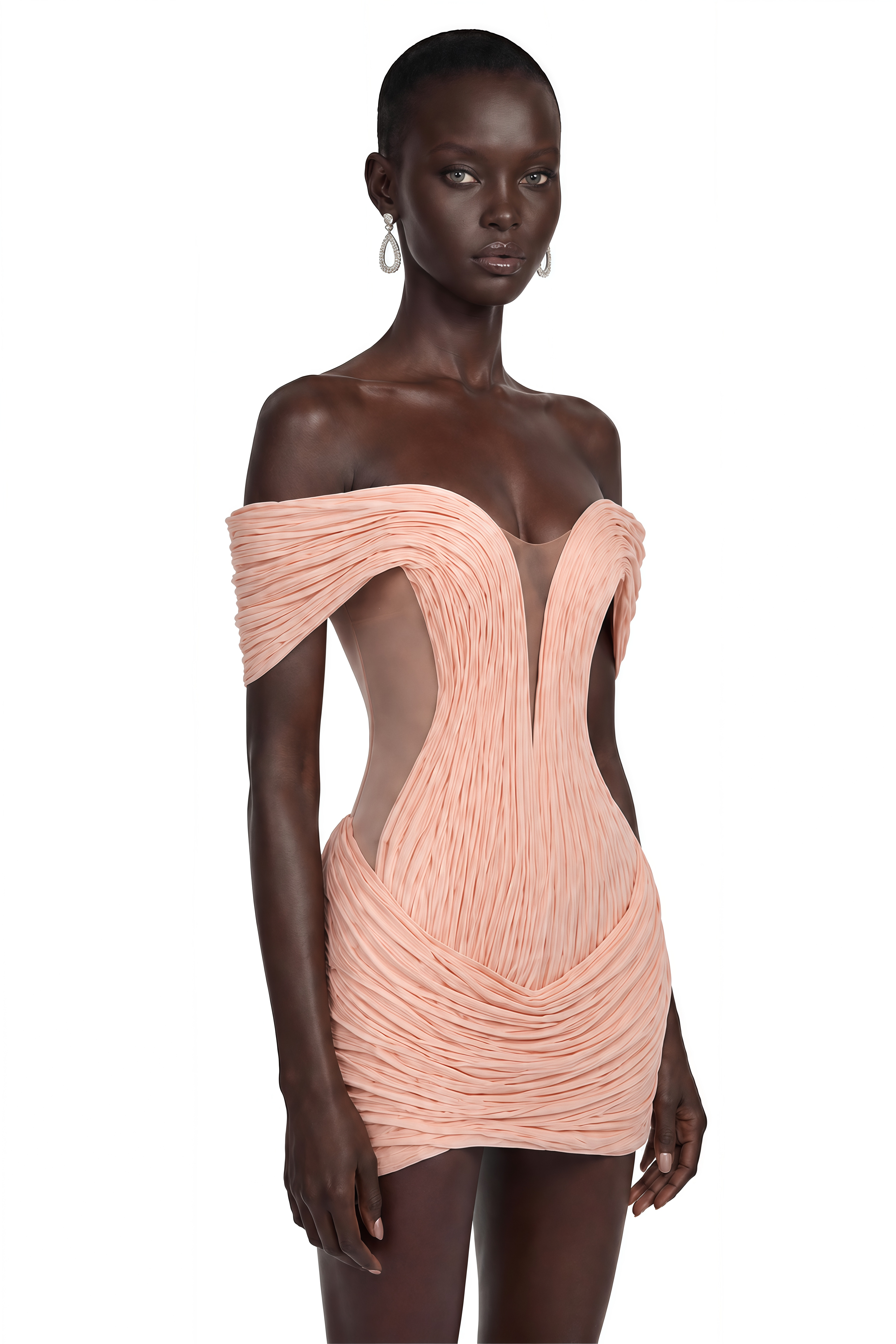 Ciela Pink Ruched Off-shoulder Mini Dress