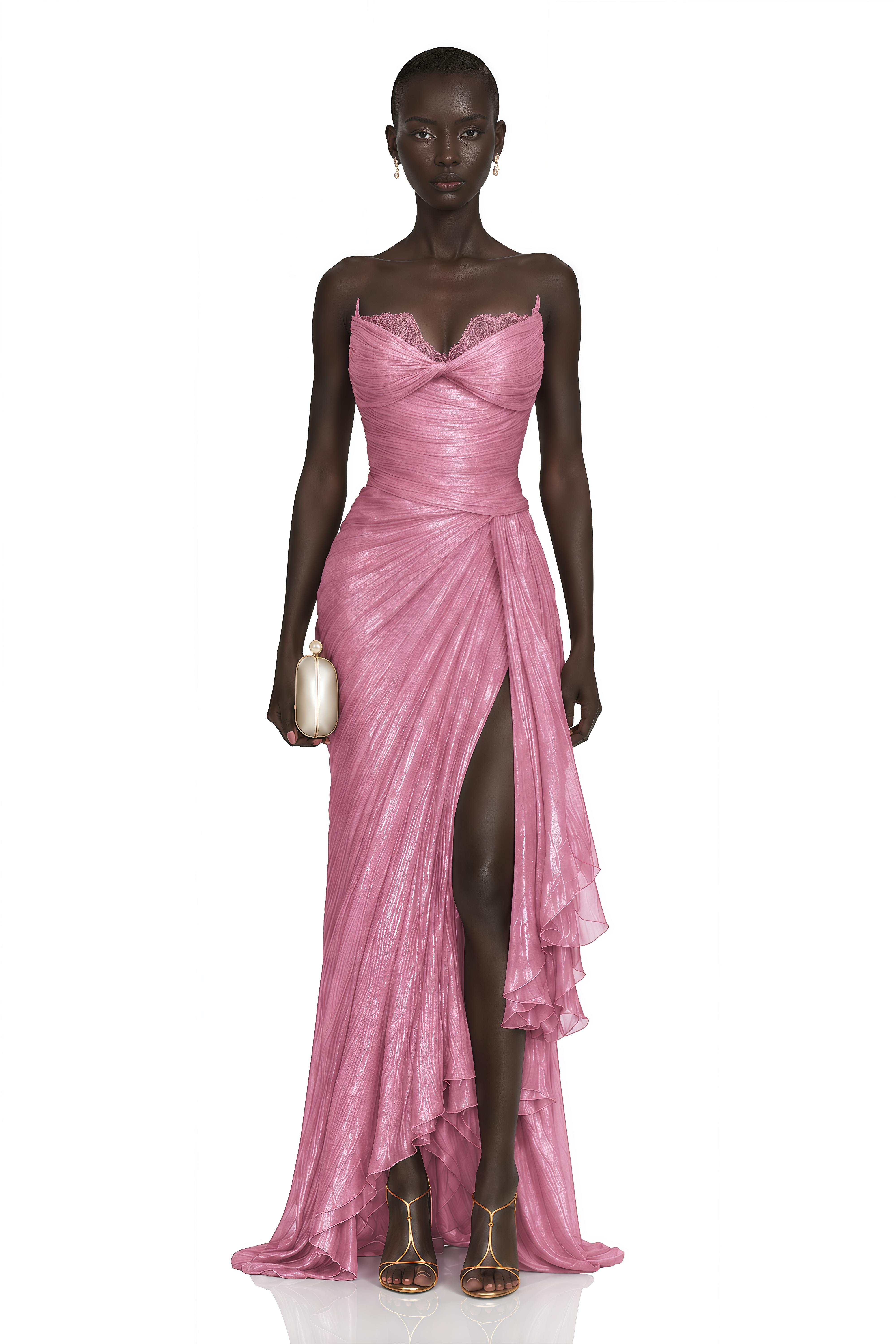 Constanza Pink Off Shoulder Ruched Maxi Dress – Miss Rosier