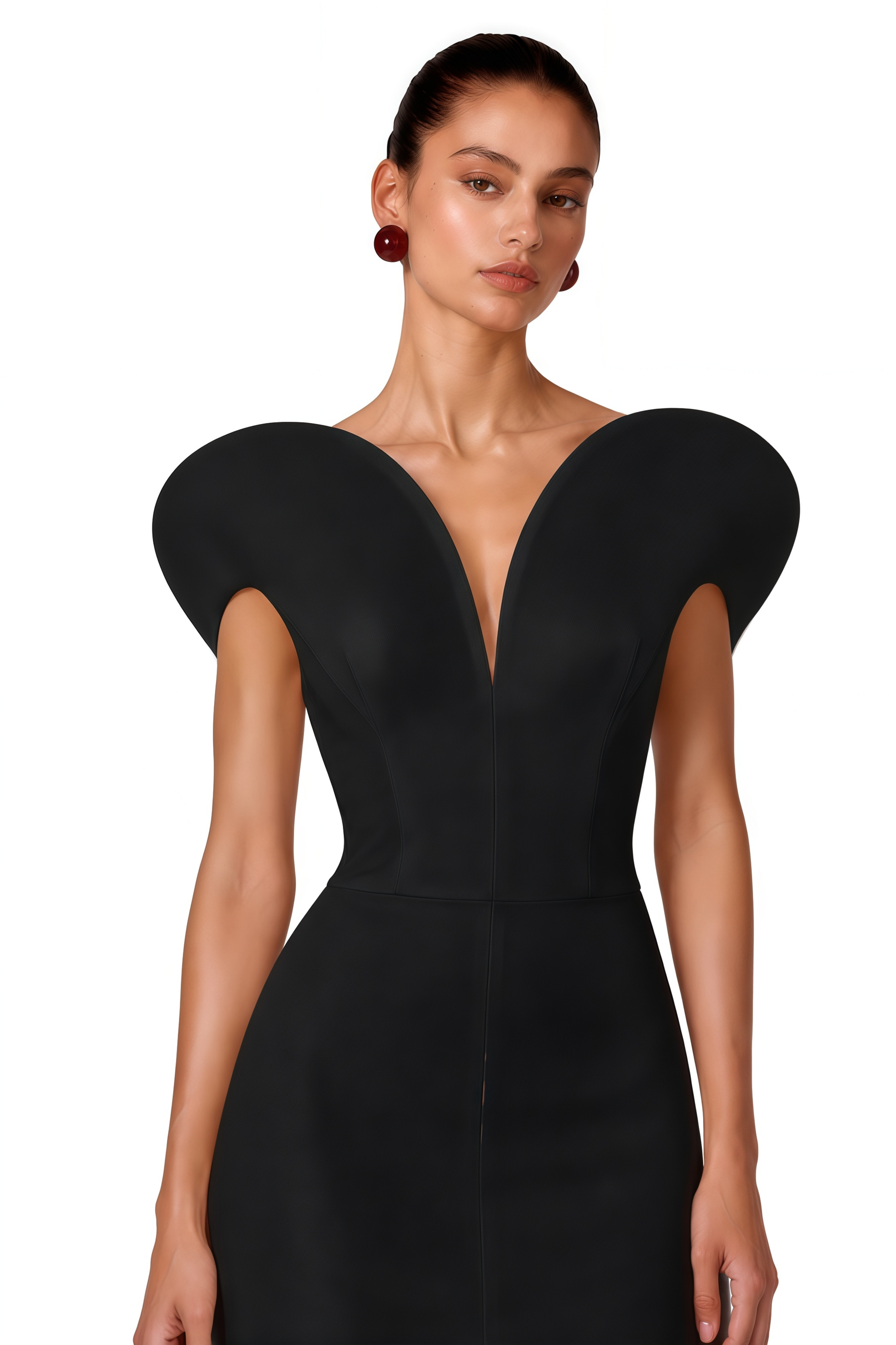 Consuelo Black Sculptural Off-Shoulder Mermaid Maxi Dress