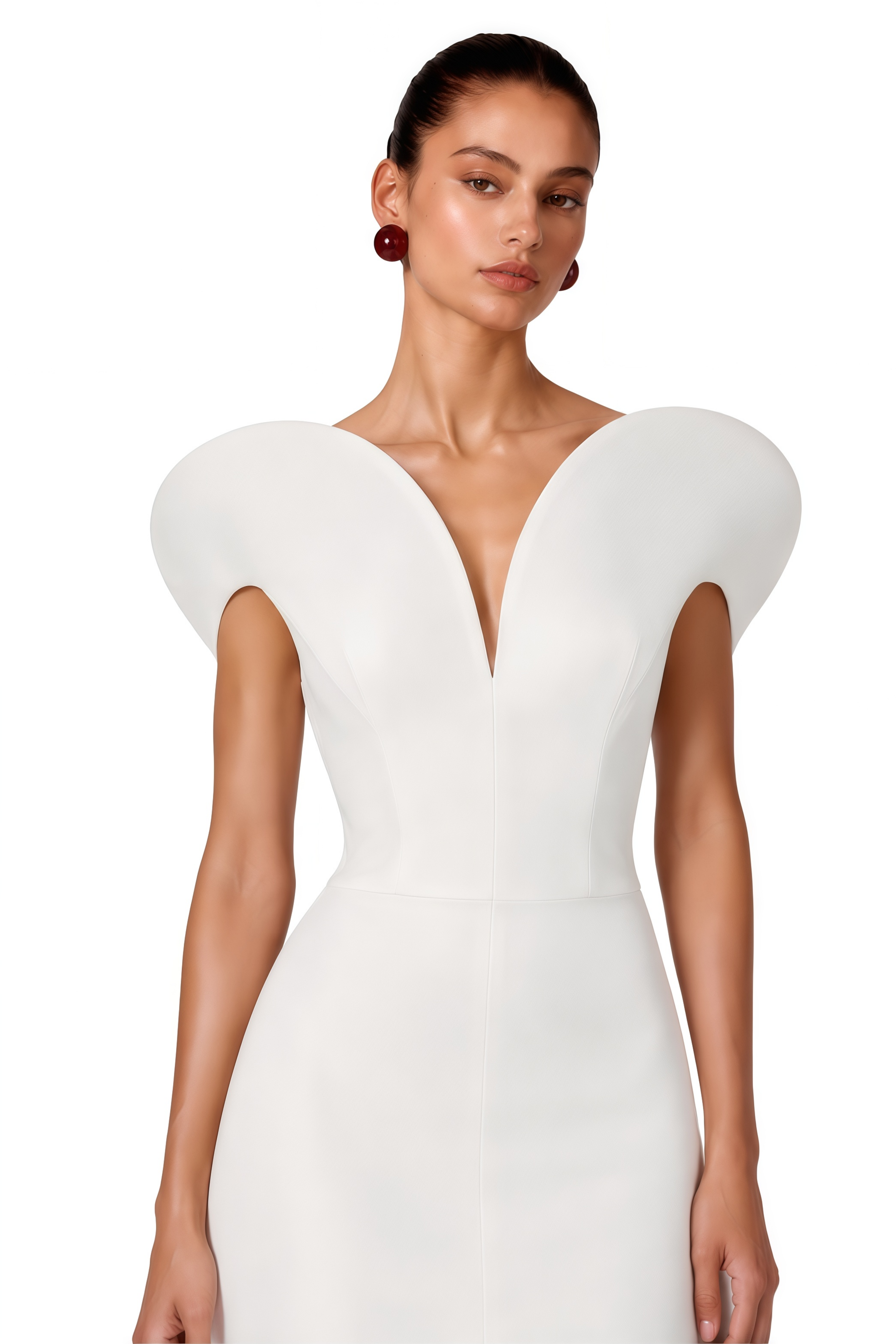 Consuelo White Sculptural Off-Shoulder Mermaid Maxi Dress