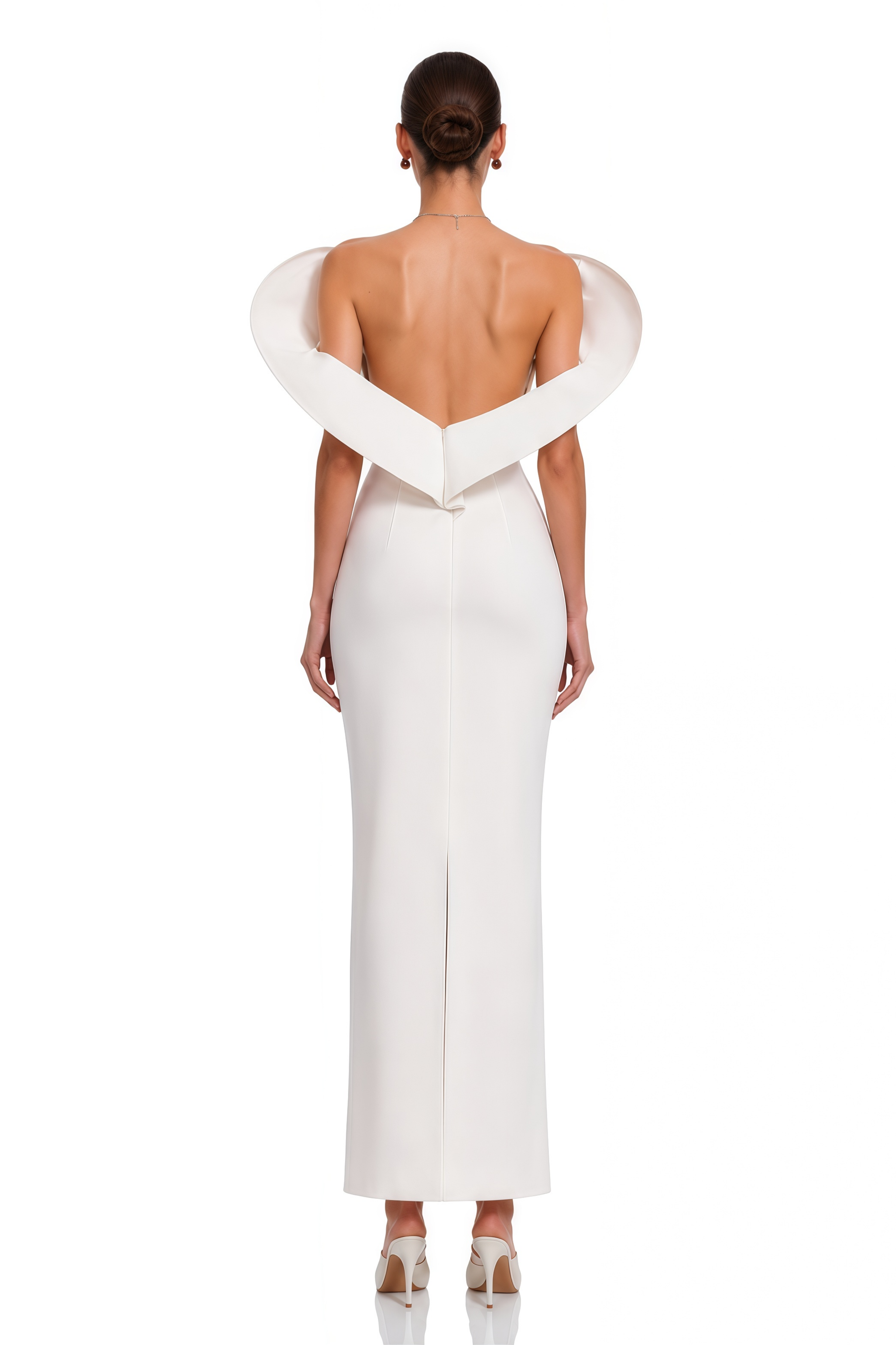 Consuelo White Sculptural Off-Shoulder Mermaid Maxi Dress