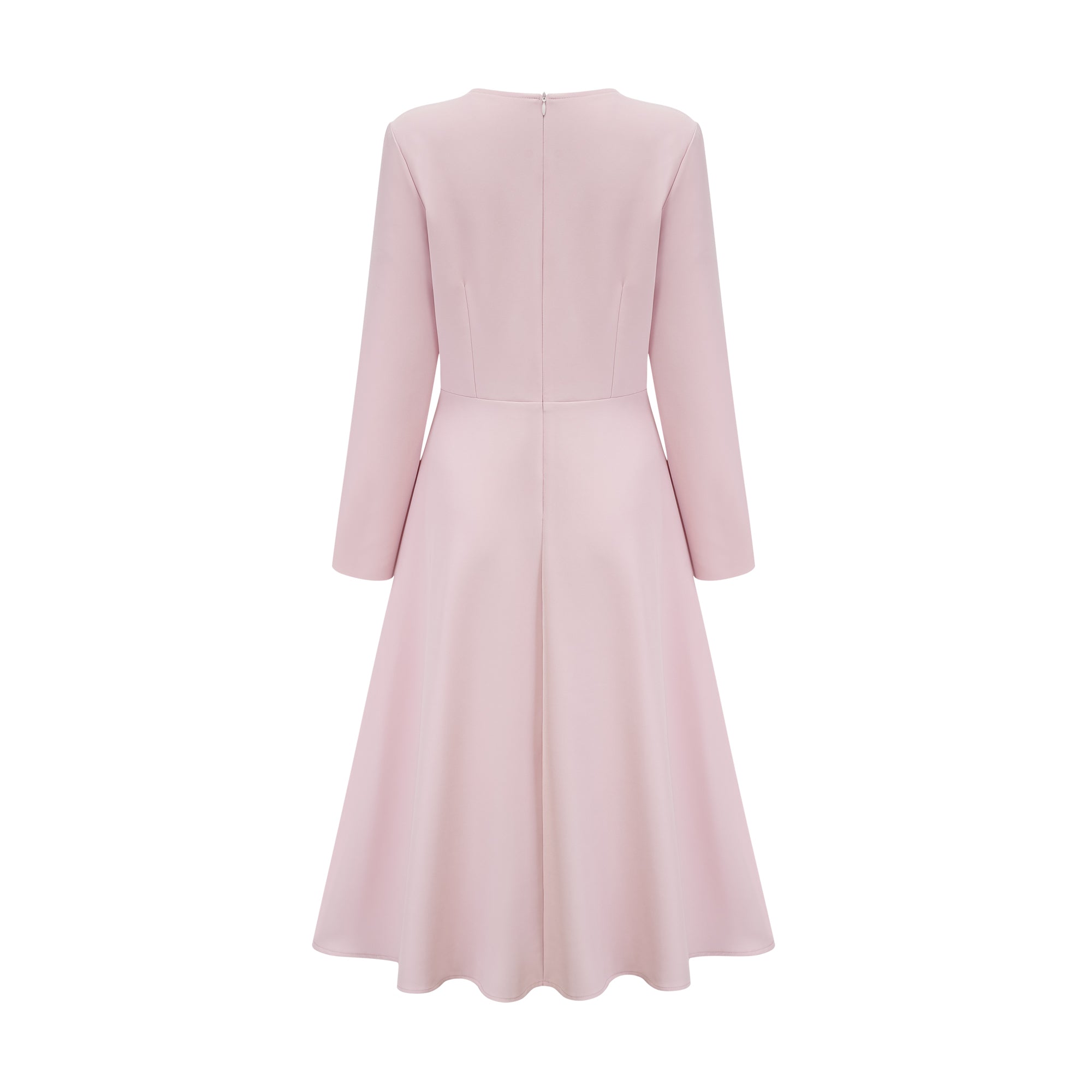 Elise Pink Bow-Detail Split-Neck Midi Dress