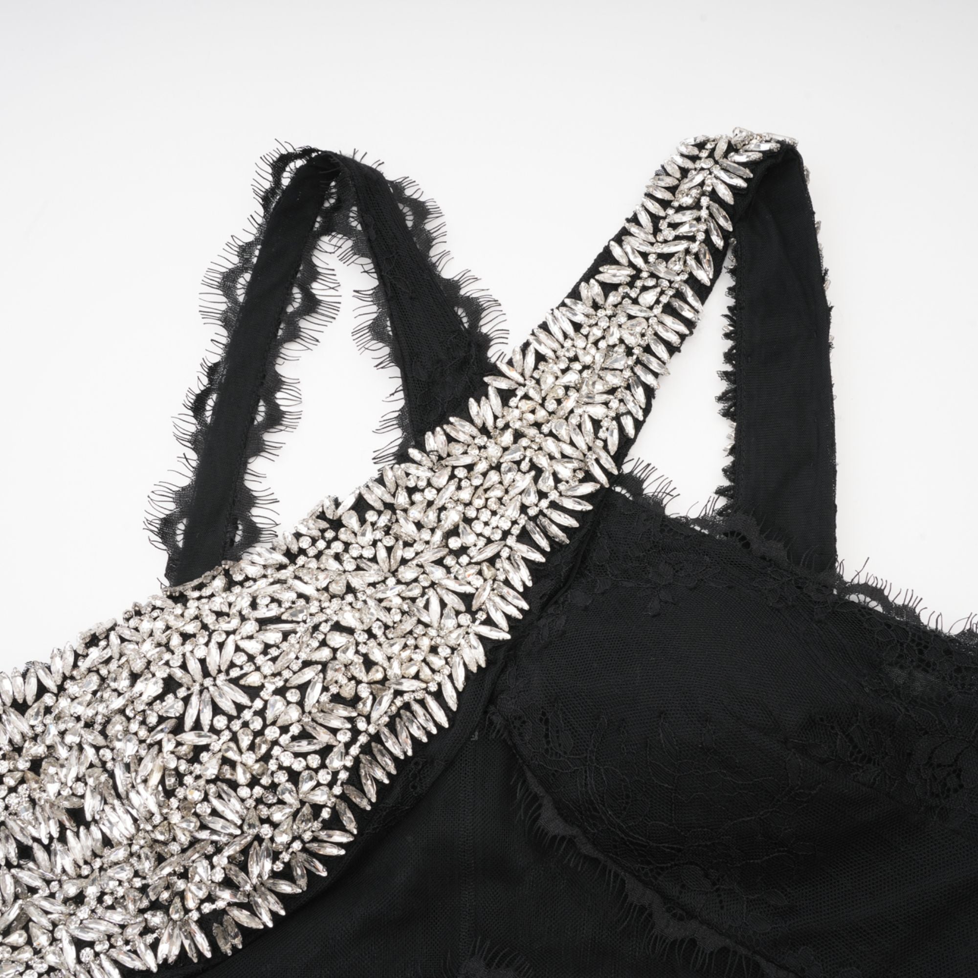 Irène Black Crossover Crystal-Embellished Maxi Dress