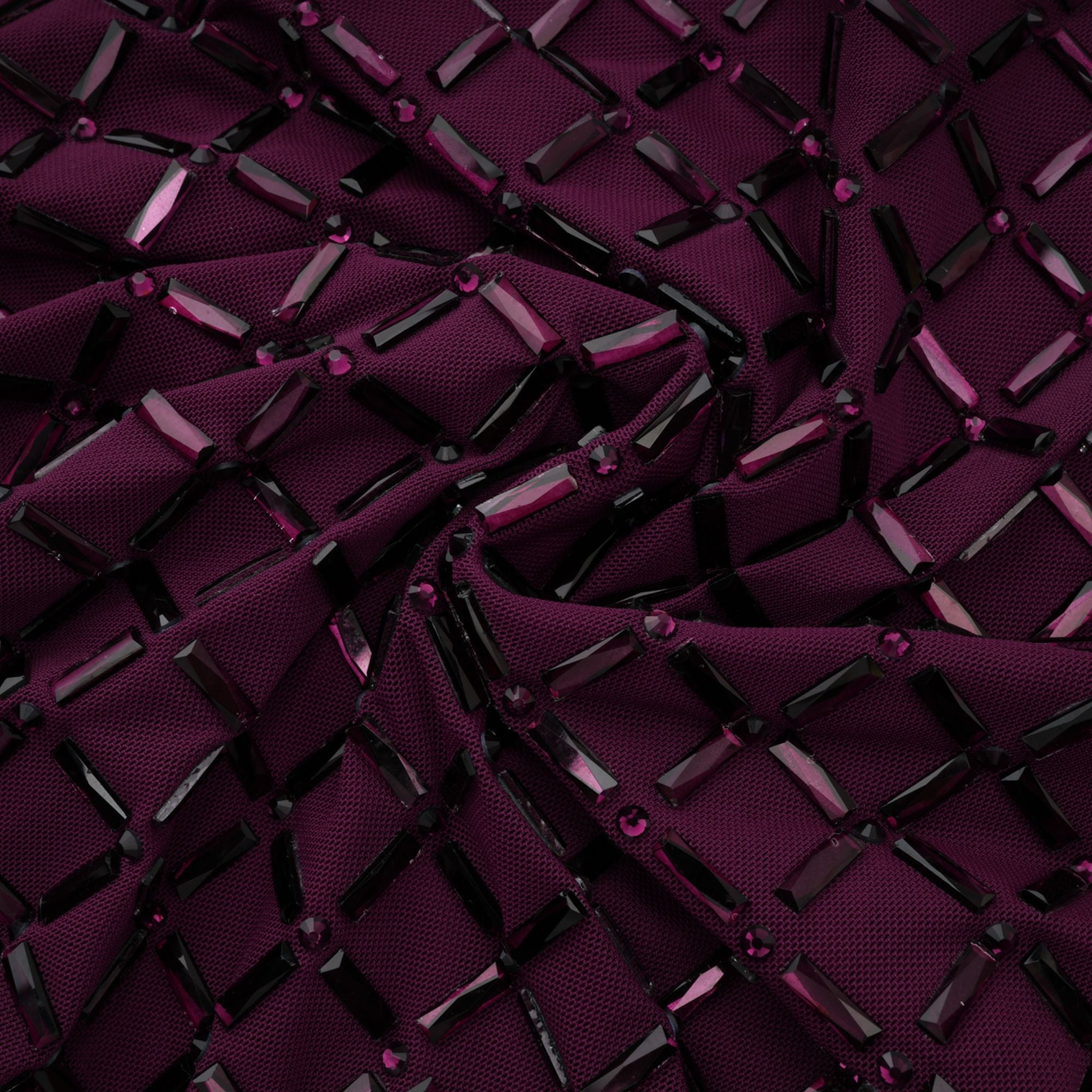 Térébenthine Purple Rhinestone Mesh Maxi Dress