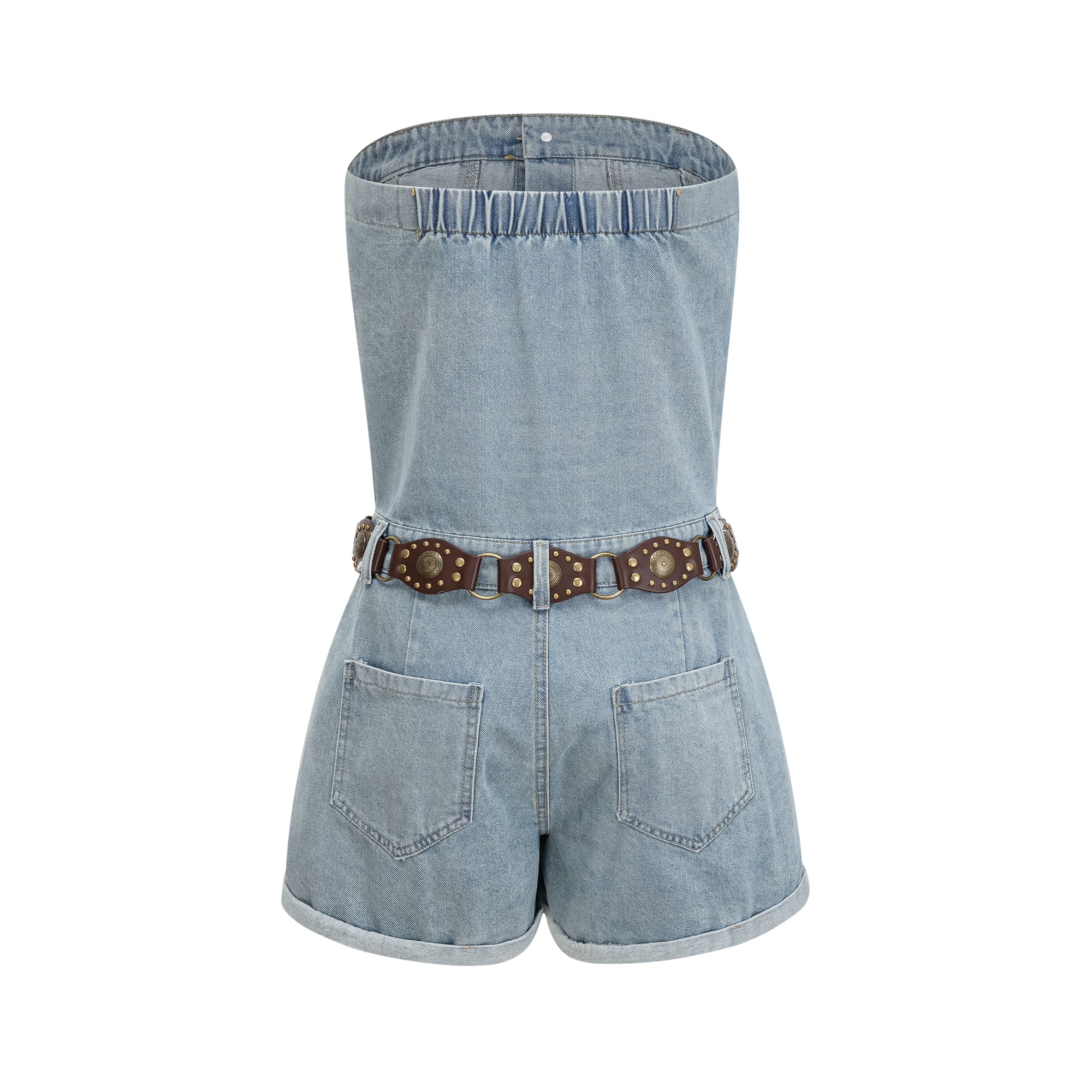 Marta Blue Faded Effect Denim Playsuit