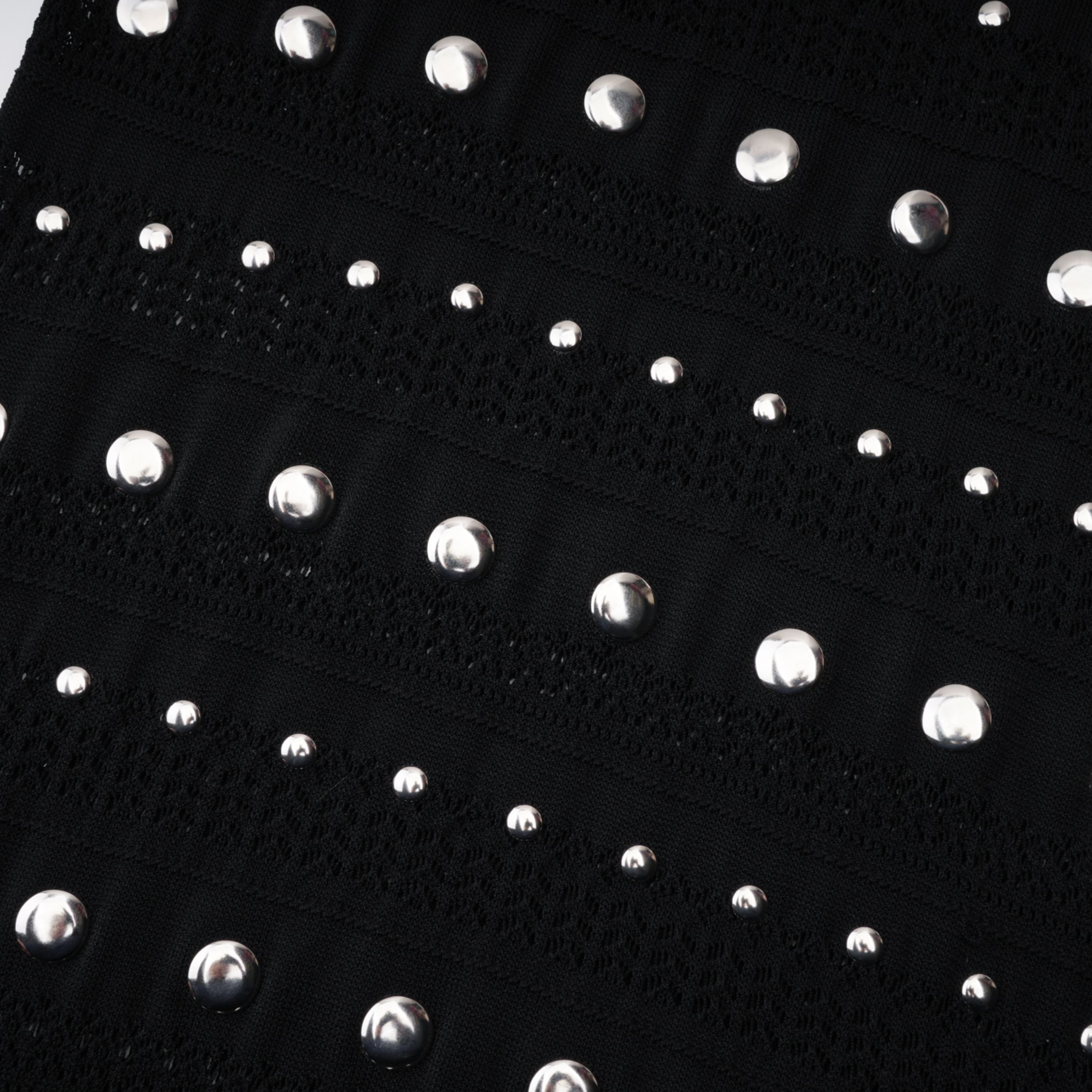 Chloé Black Long Sleeve Studded Crochet Knit Midi dress