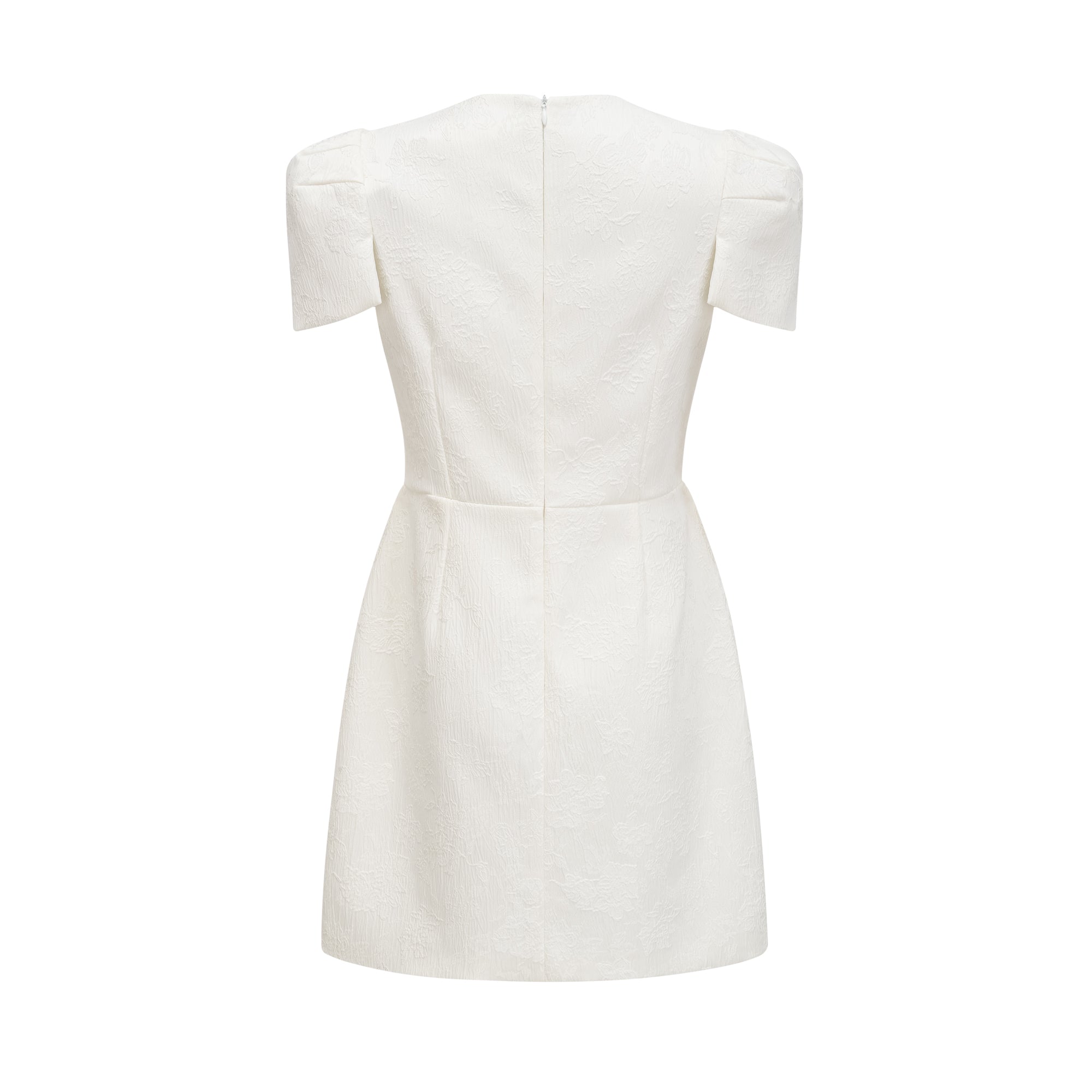 Coralie White Petal-Detail Buttoned Mini Dress