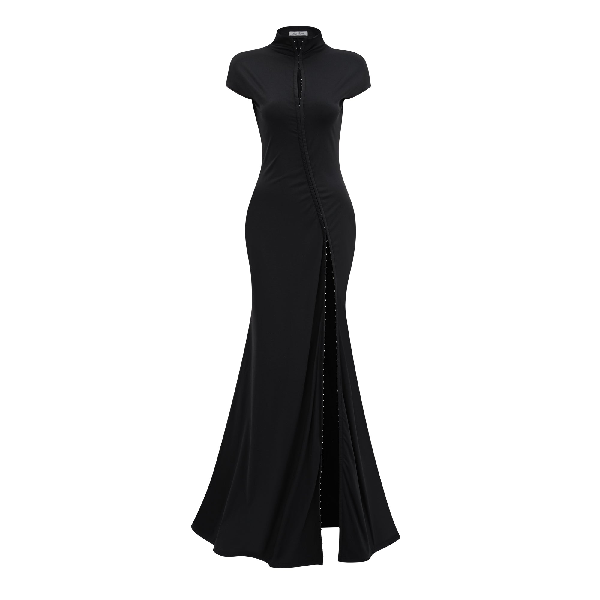 Andrea Black Keyhole Maxi Dress with High Thigh Slit – Miss Rosier