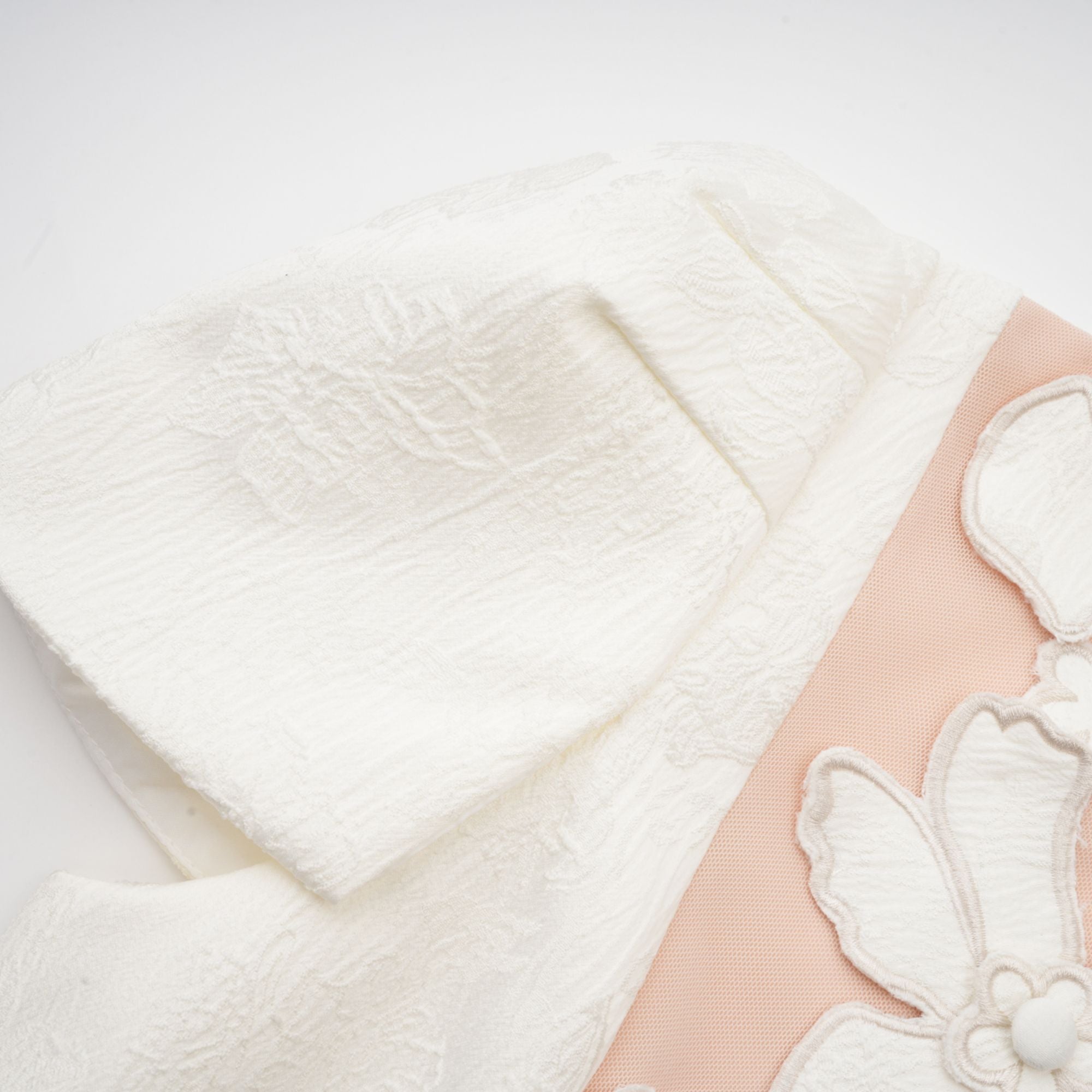 Coralie White Petal-Detail Buttoned Mini Dress