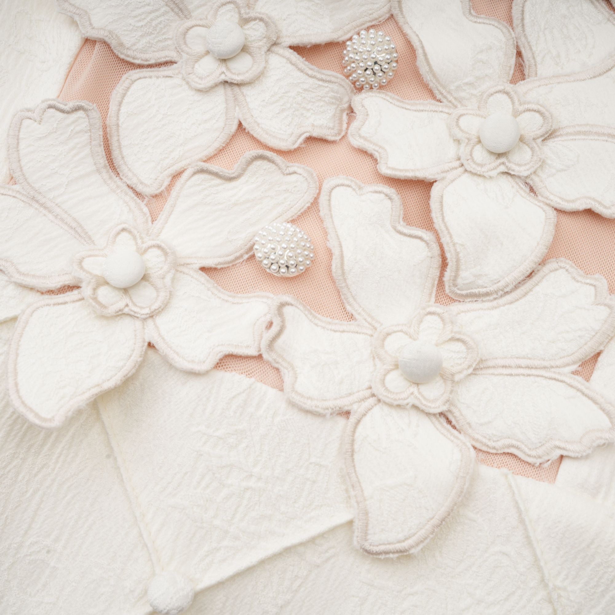 Coralie White Petal-Detail Buttoned Mini Dress