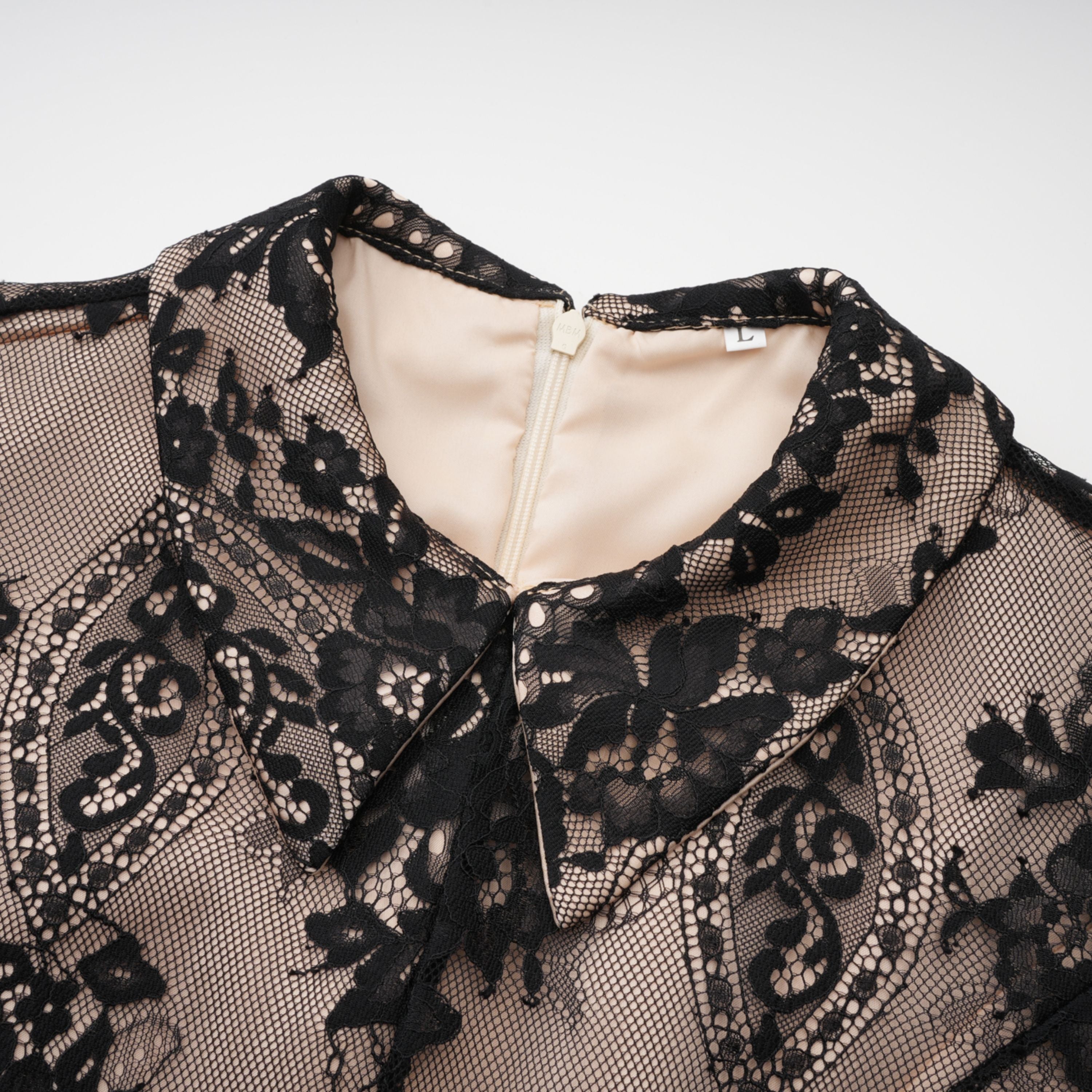 Black Floral Lace Mini Dress