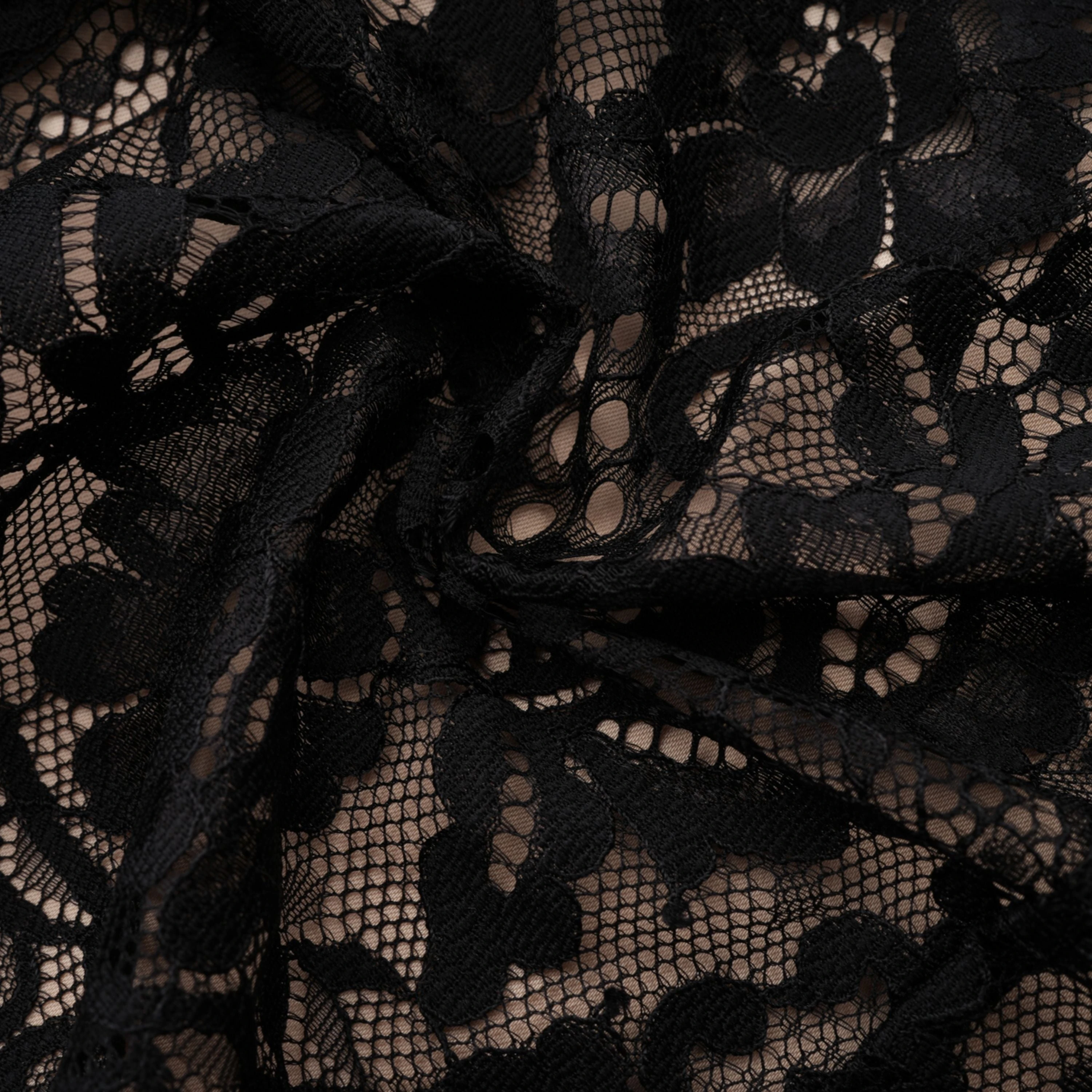 Black Floral Lace Mini Dress