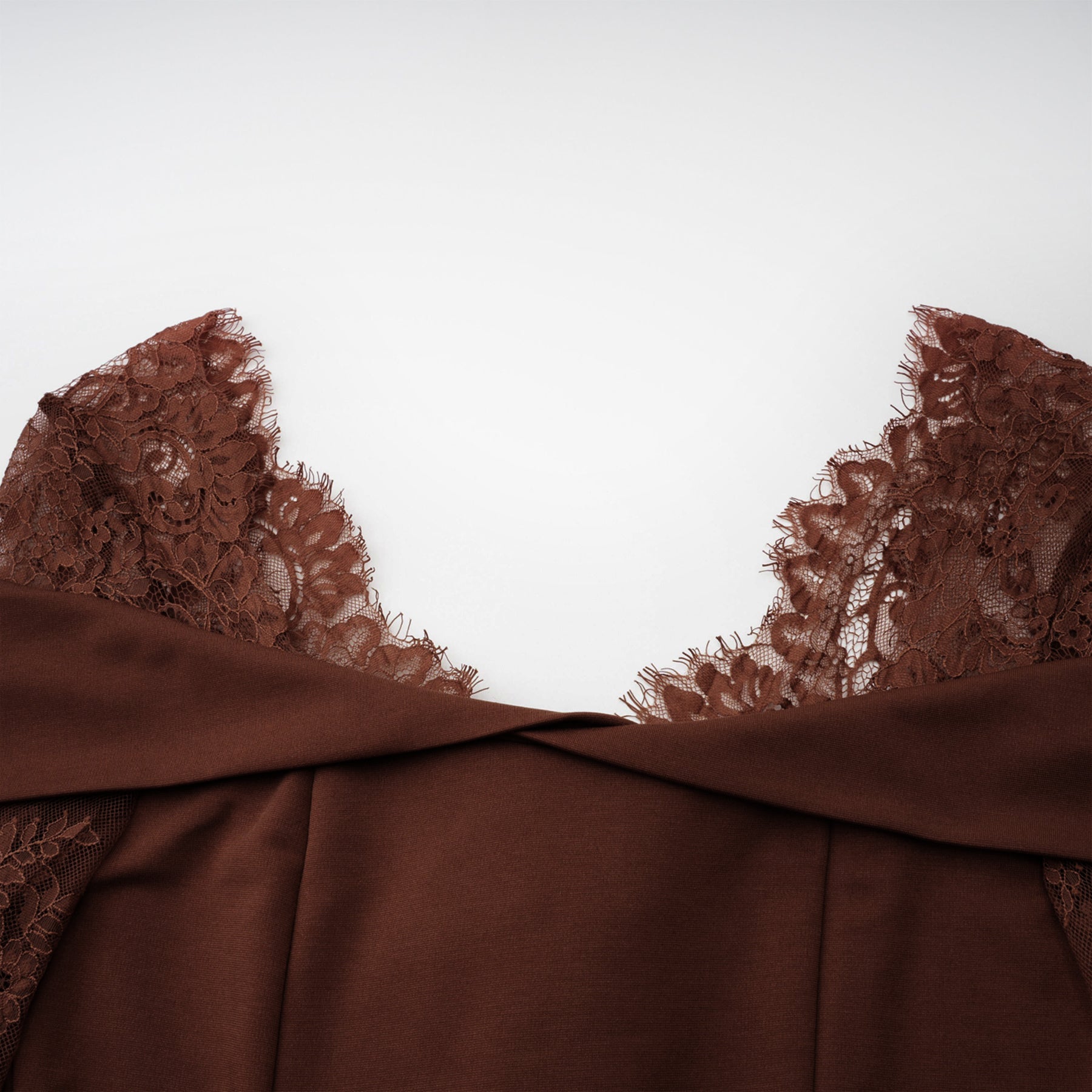  Lace Panel Flared Maxi Gown
