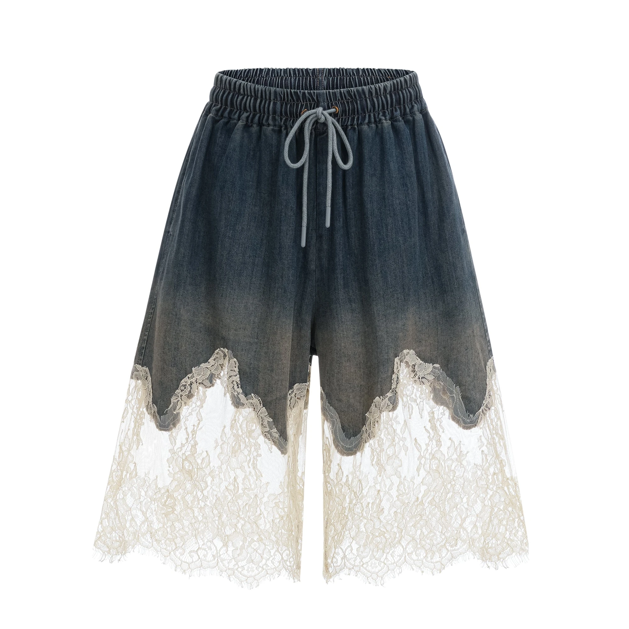 Blue denim camisole and matching skirt with delicate cream lace overlays