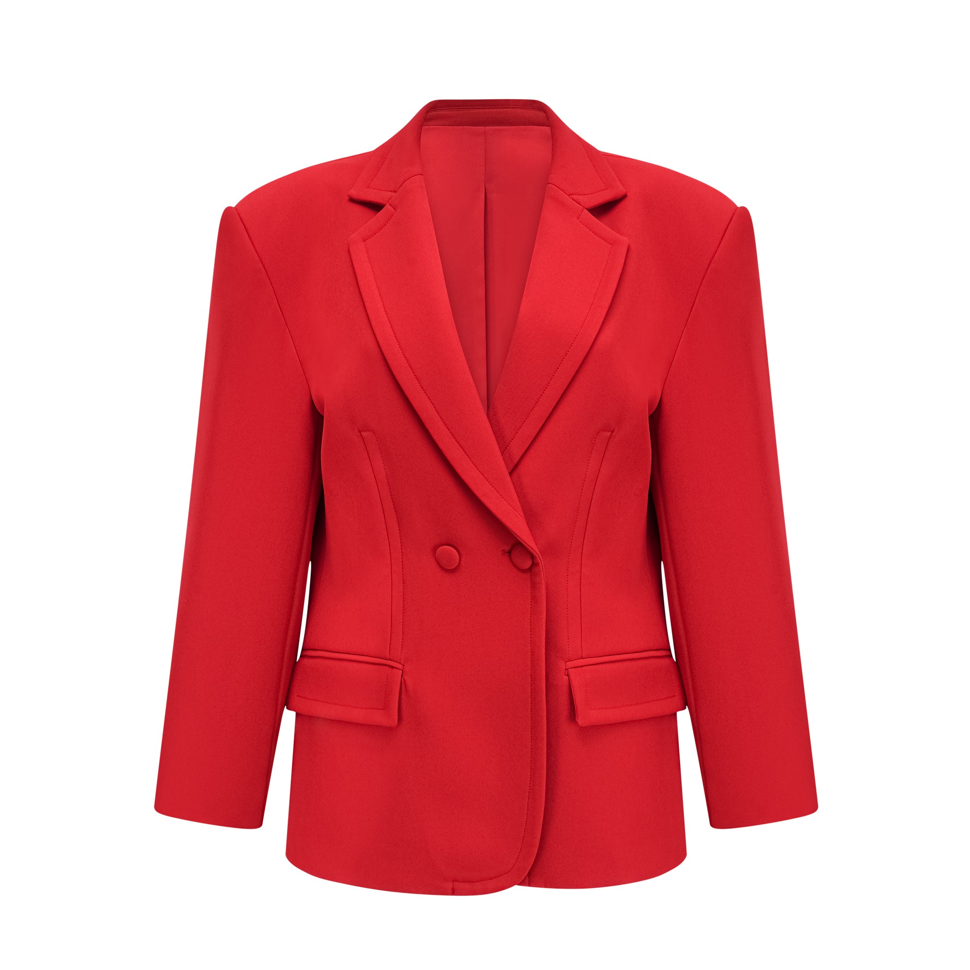 Coline Red Hourglass Double-Breasted Blazer
