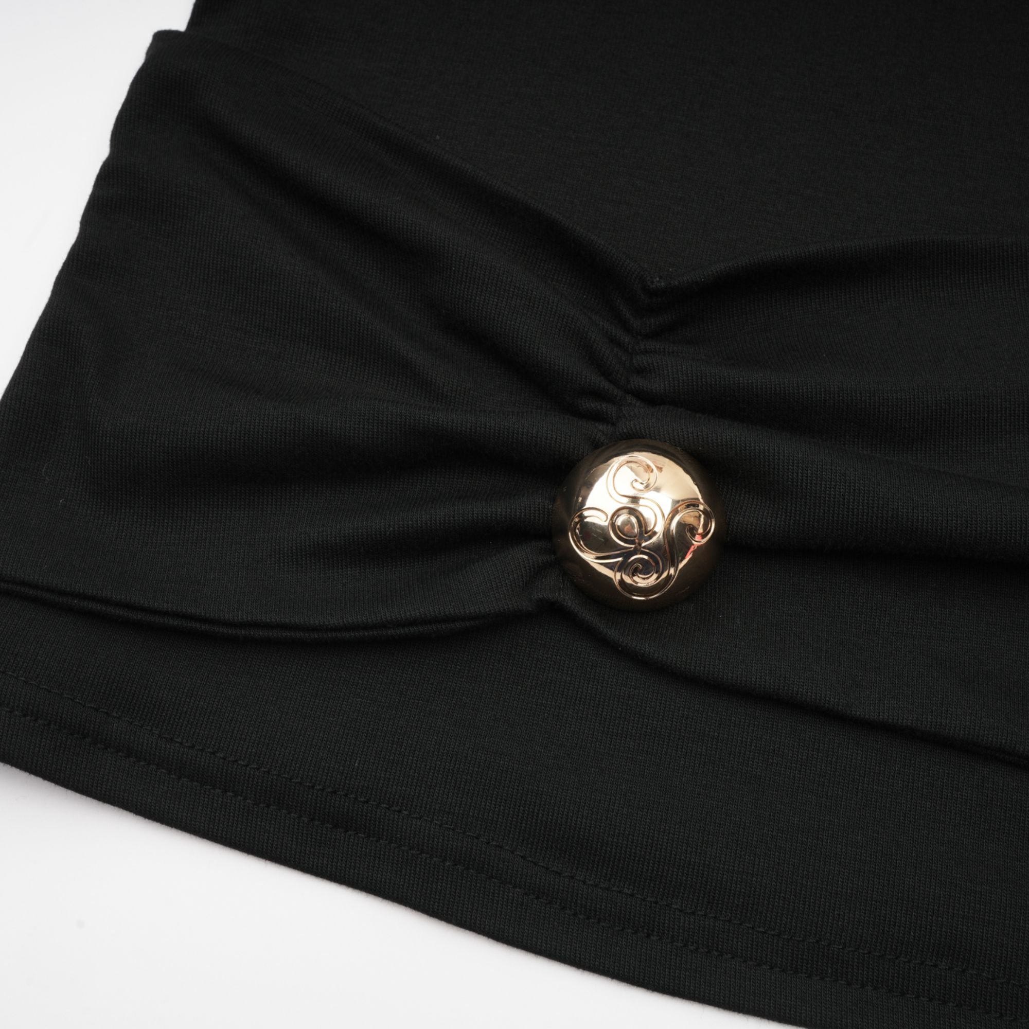Odette Black Ruched Stretch-Jersey Top