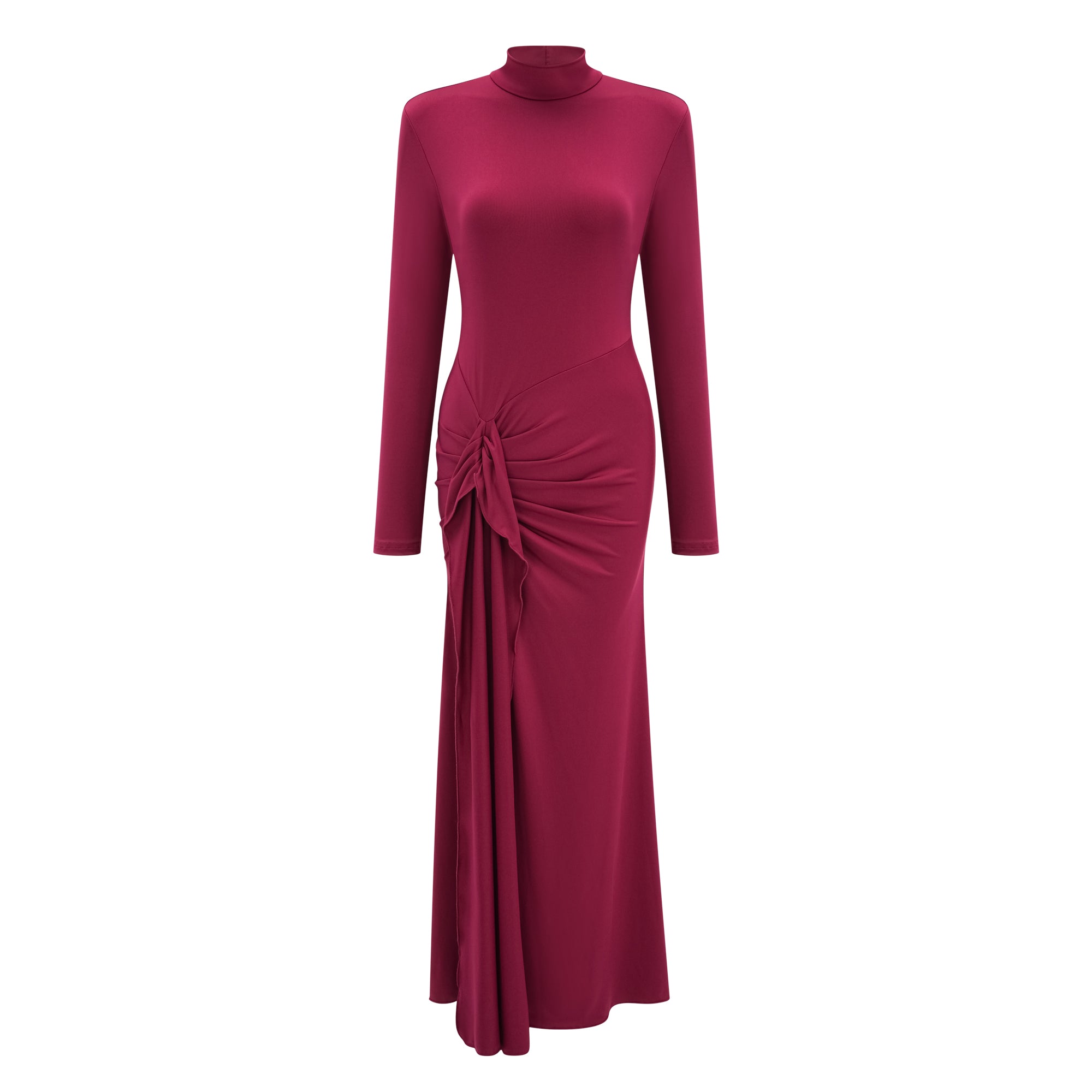 Neve Red High Neck Twist Knot Maxi Dress