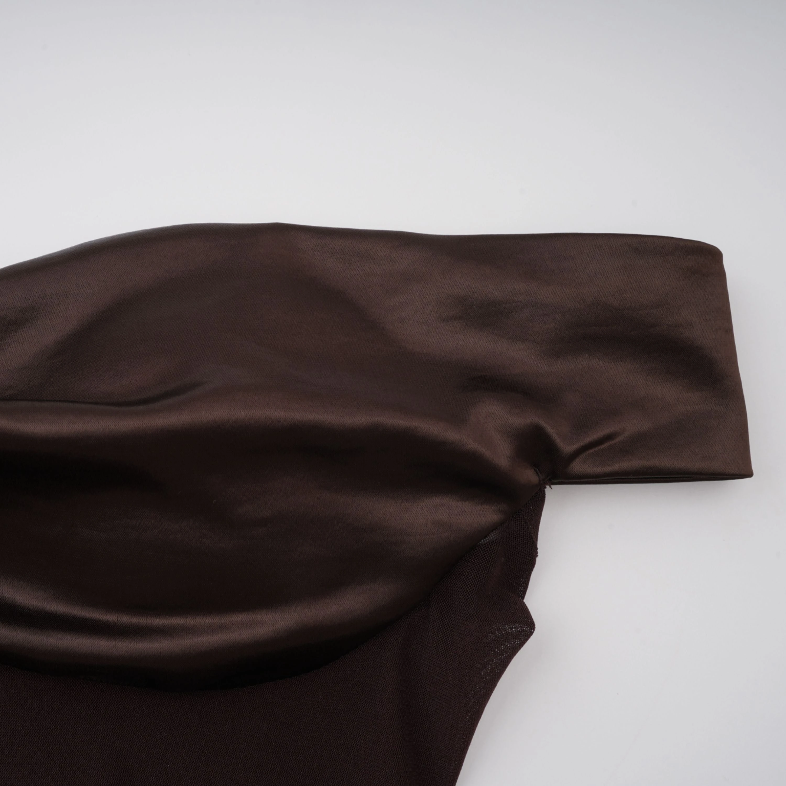 Gitta Brown Off Shoulder Satin Maxi Gown