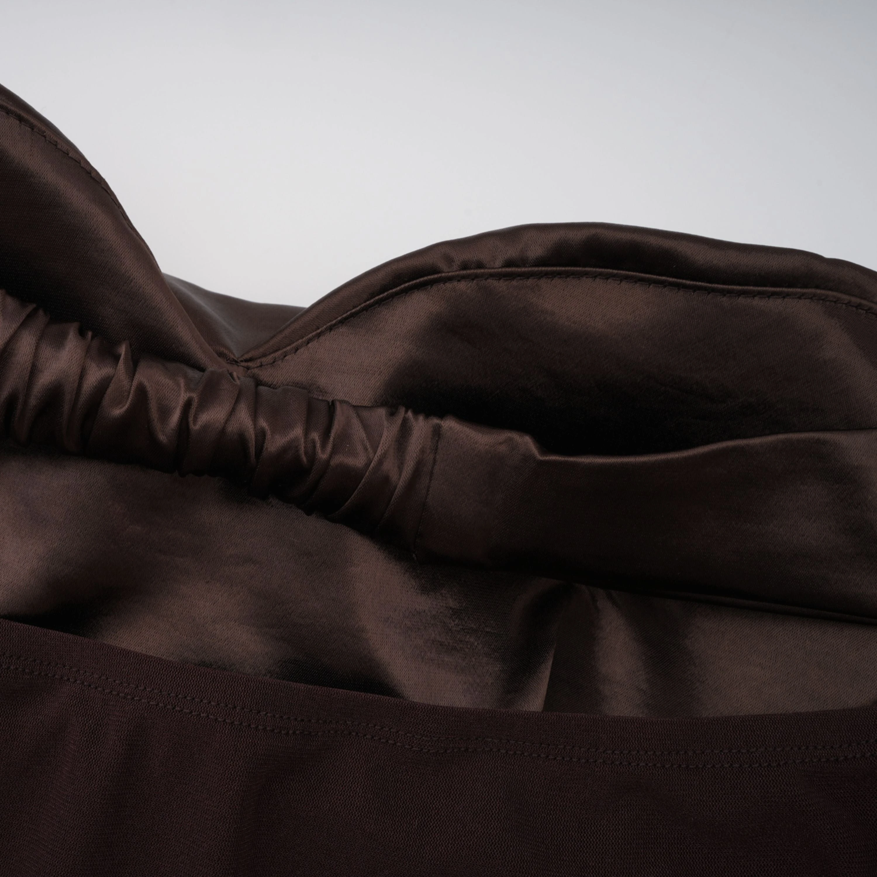 Gitta Brown Off Shoulder Satin Maxi Gown