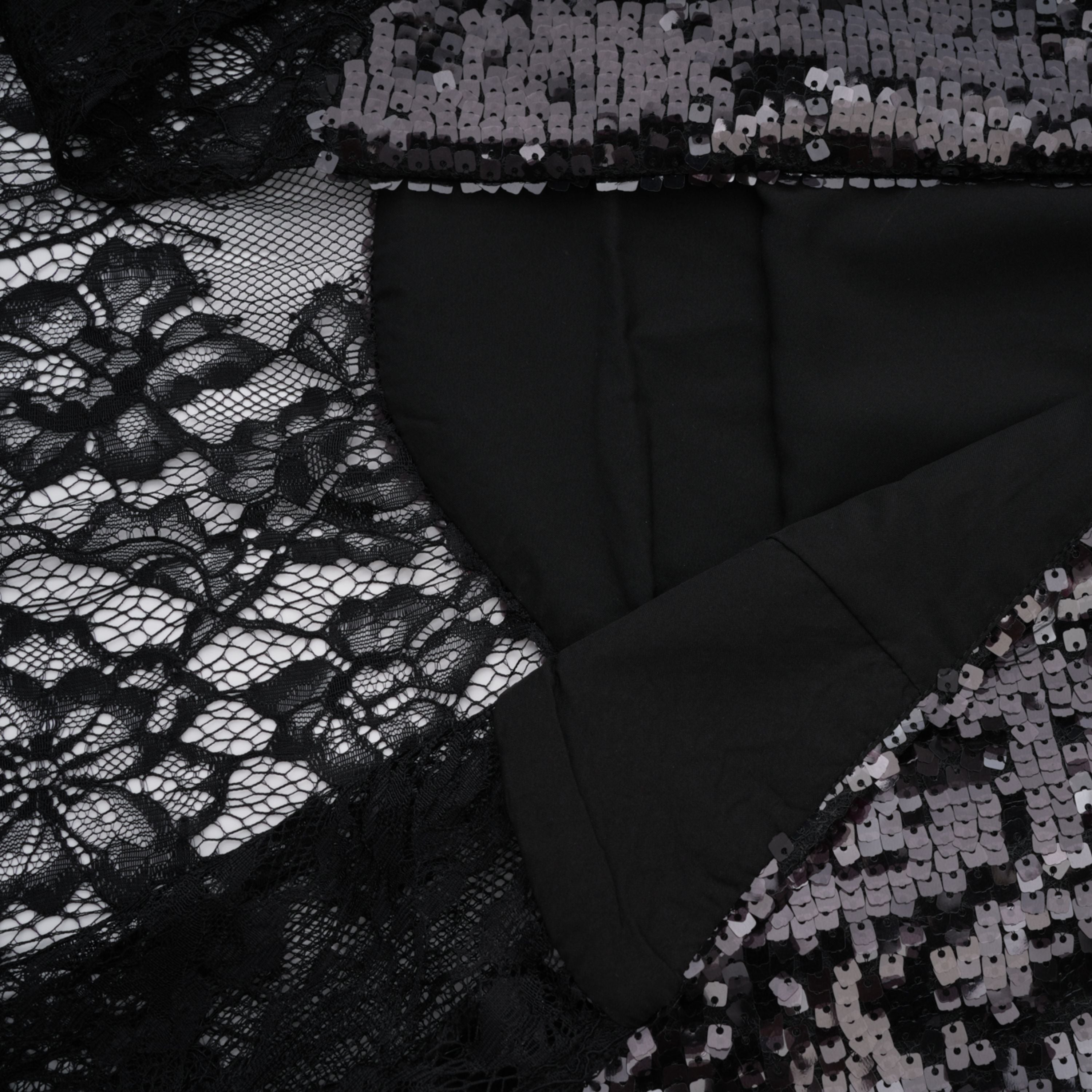 Ava Black Lace Panel Sequined Maxi Dress