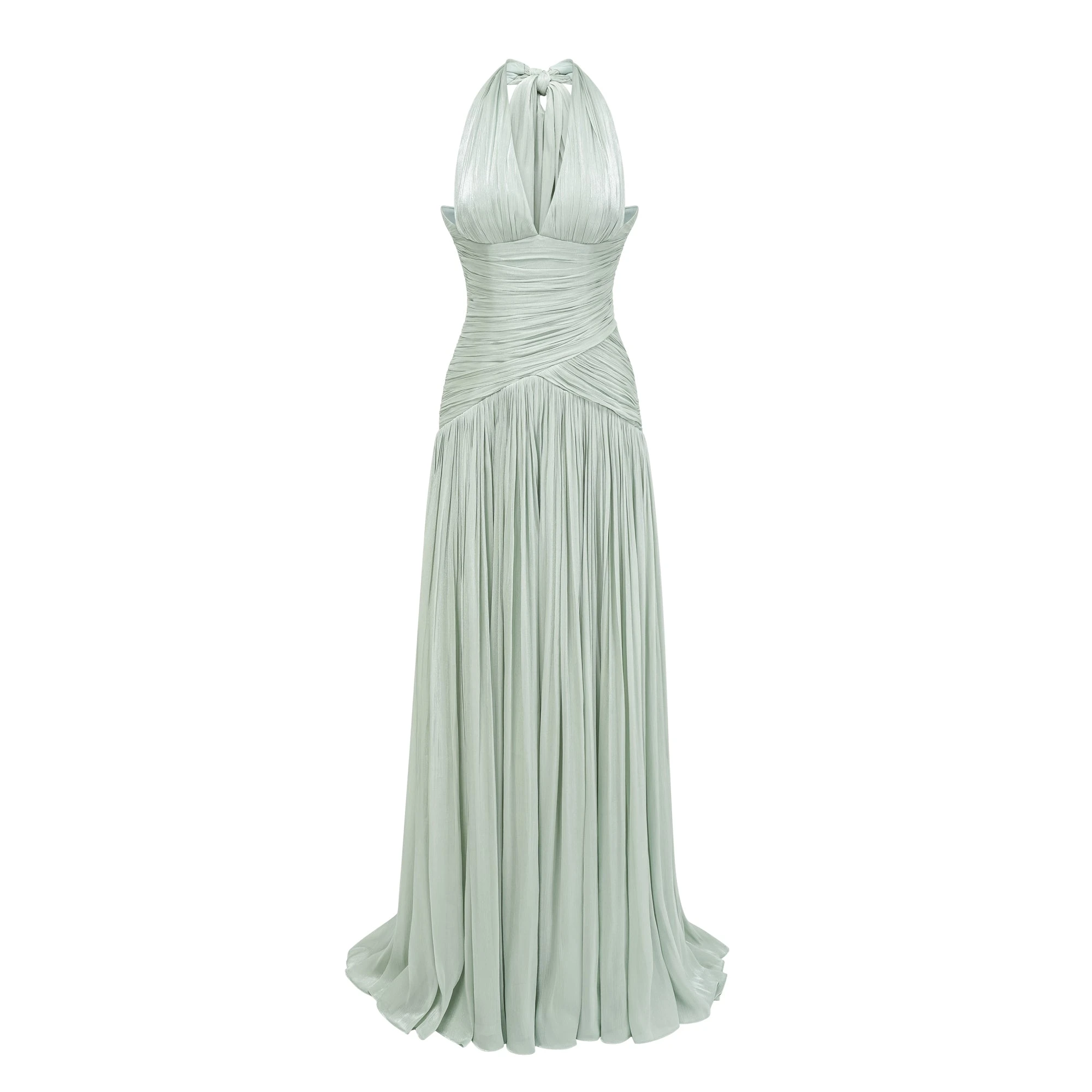 Halter Neck Gathered Maxi Dress