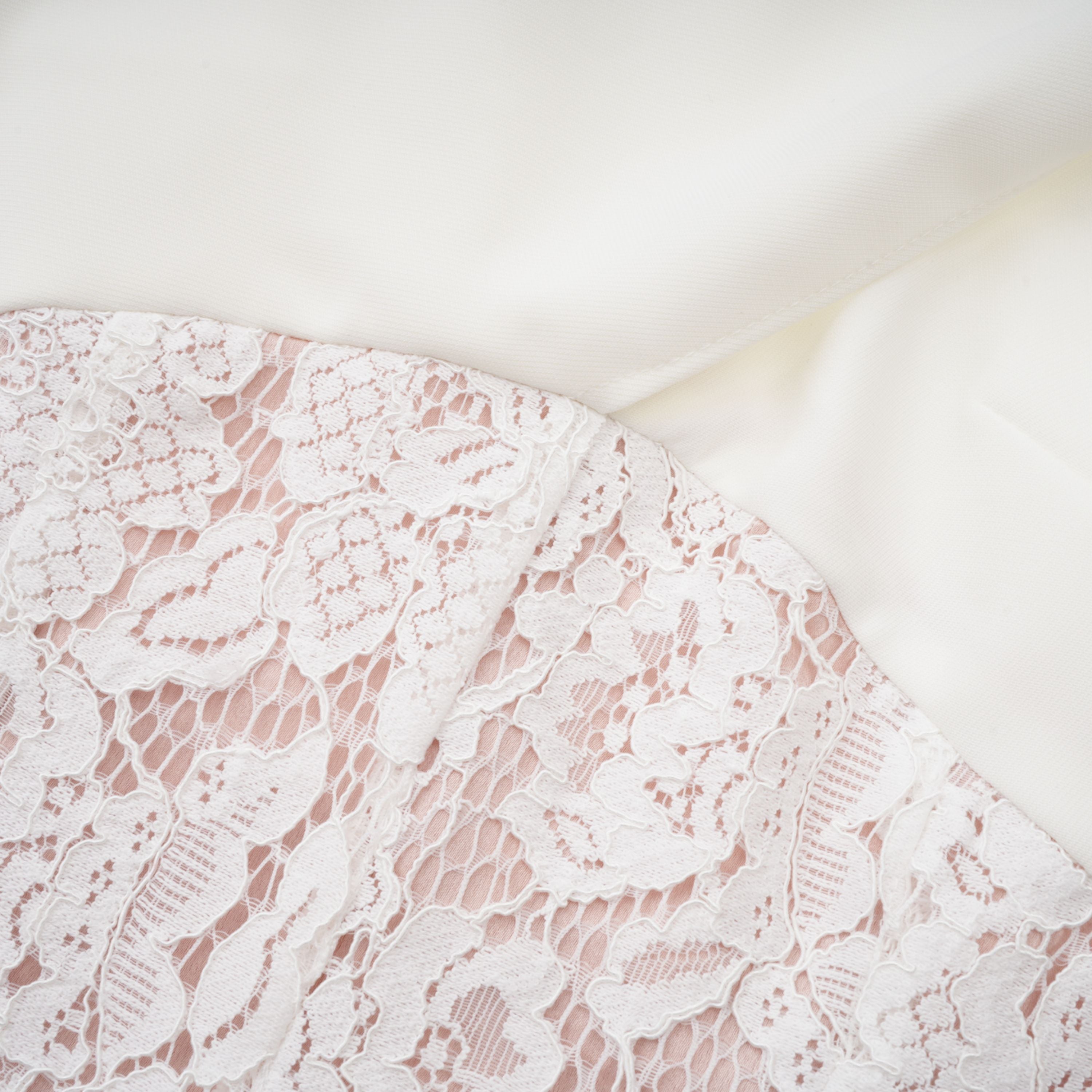 Marzia White Ribbon Detail Floral Lace Maxi Dress