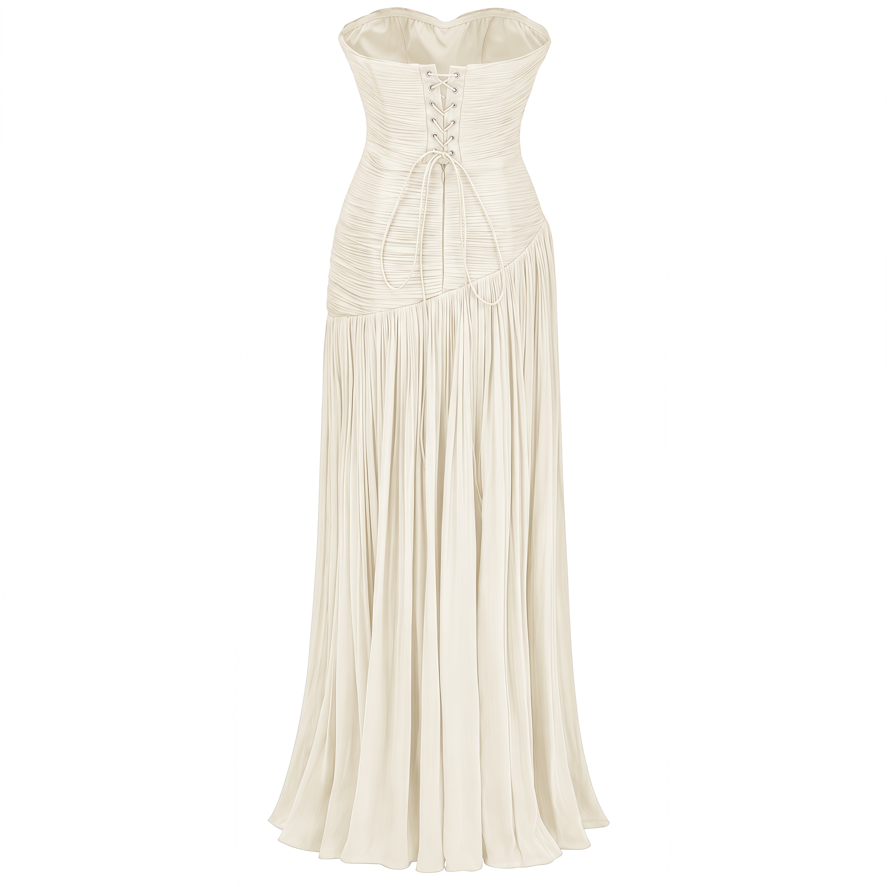 Angelina Champagne White Off Shoulder Pleated Maxi Dress
