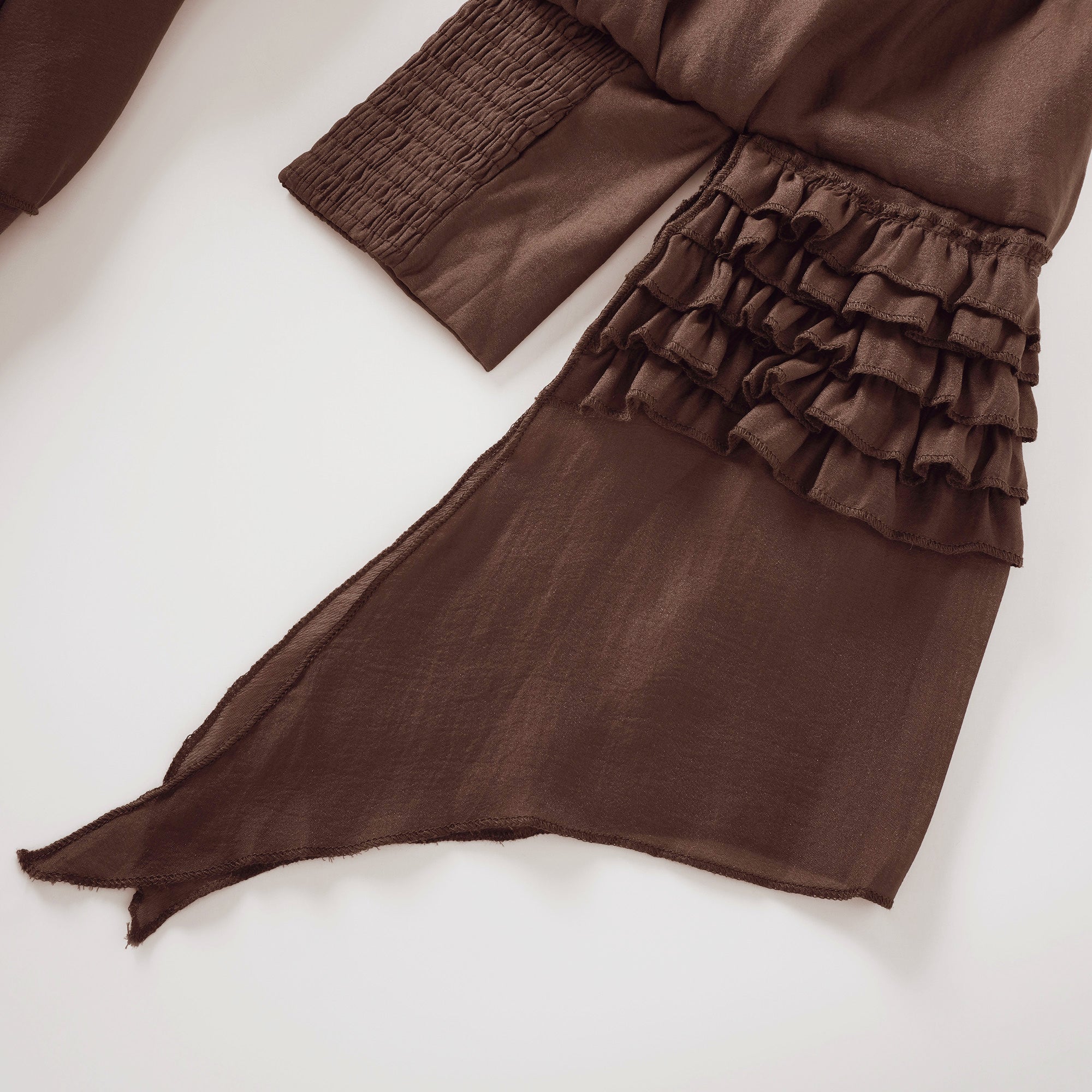 Annabelle Brown Cutout Ruffled Mini Dress