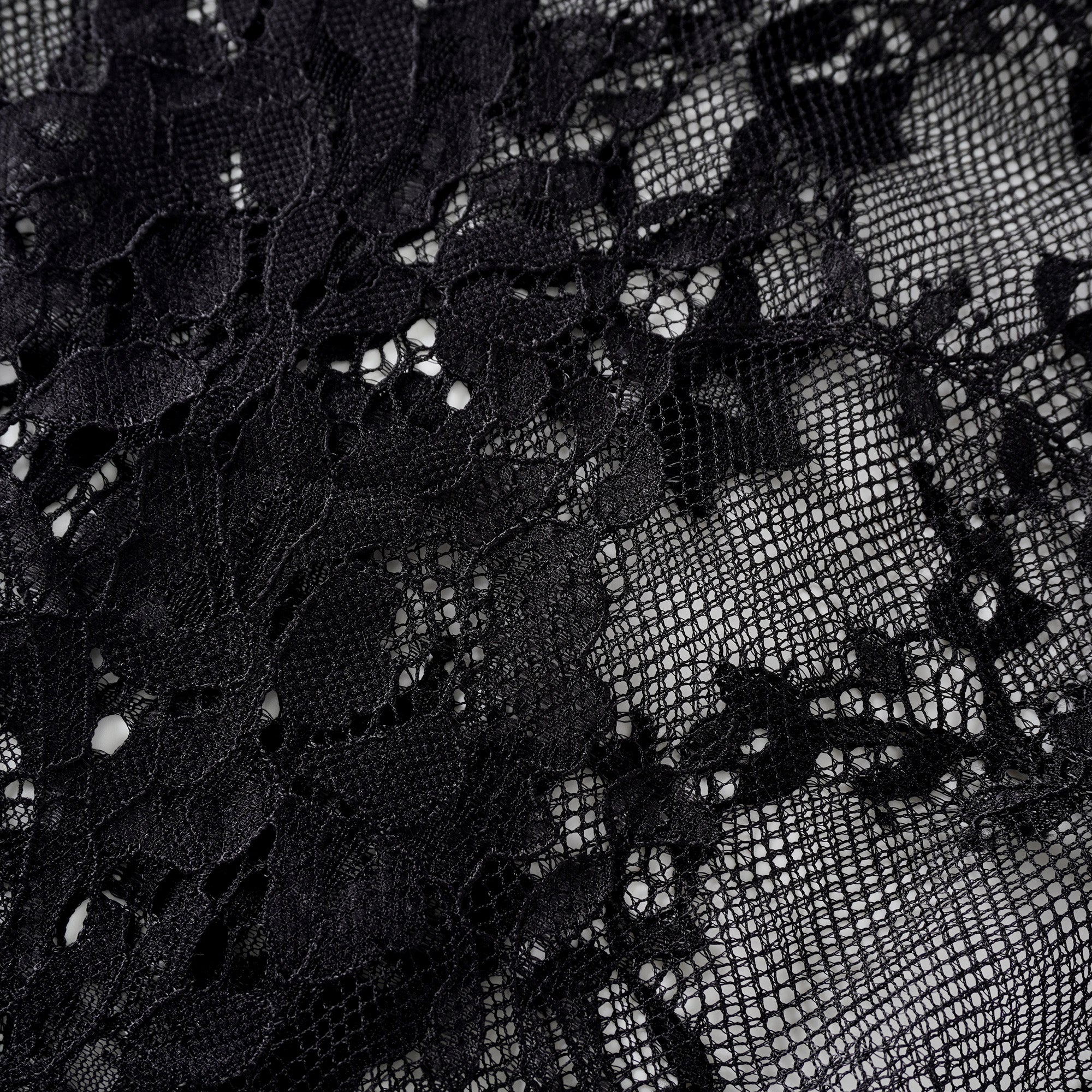 Quintine Black Ribbon Tie-Neck Floral Lace Blouse