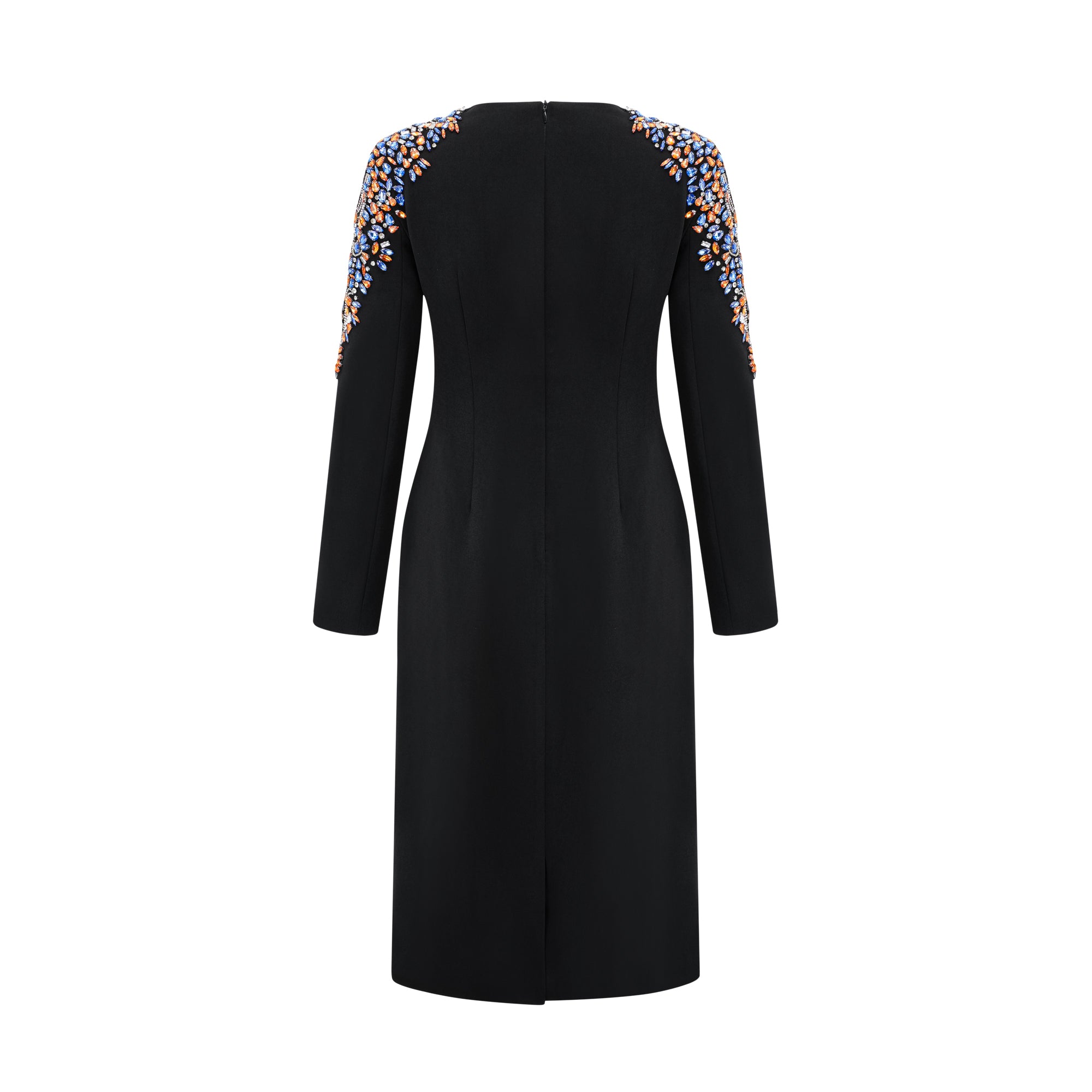 Maelys Black Crystal-Embellished Midi Dress