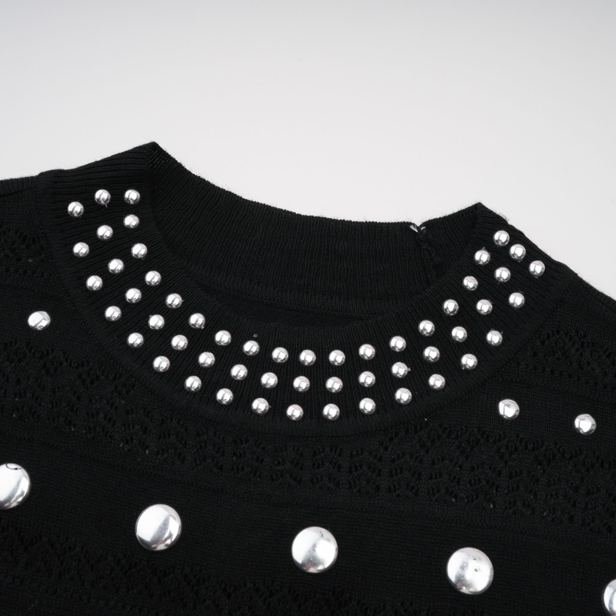 Chloé Studded Crochet-Knit Maxi Dress in Black