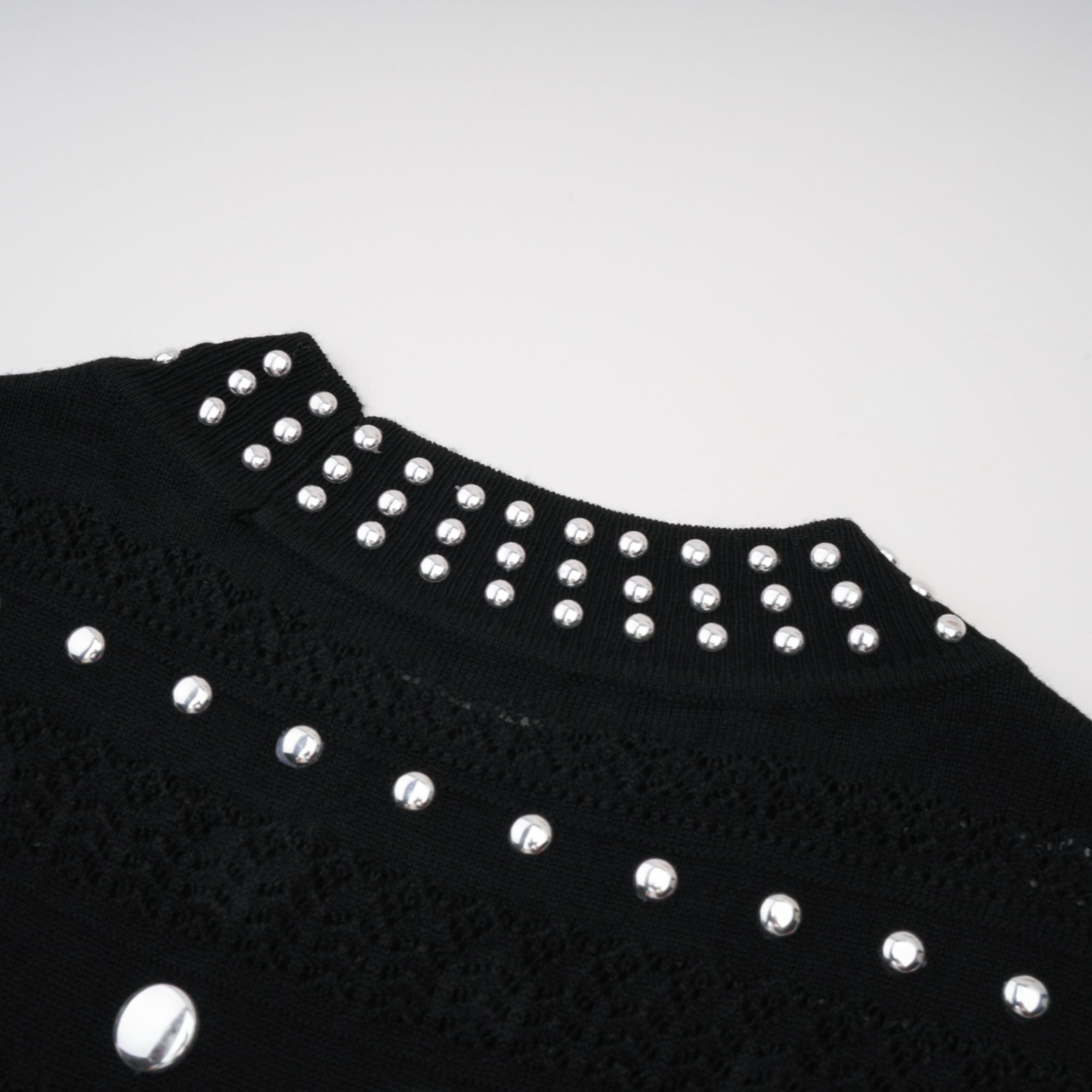 Chloé Studded Crochet-Knit Maxi Dress in Black