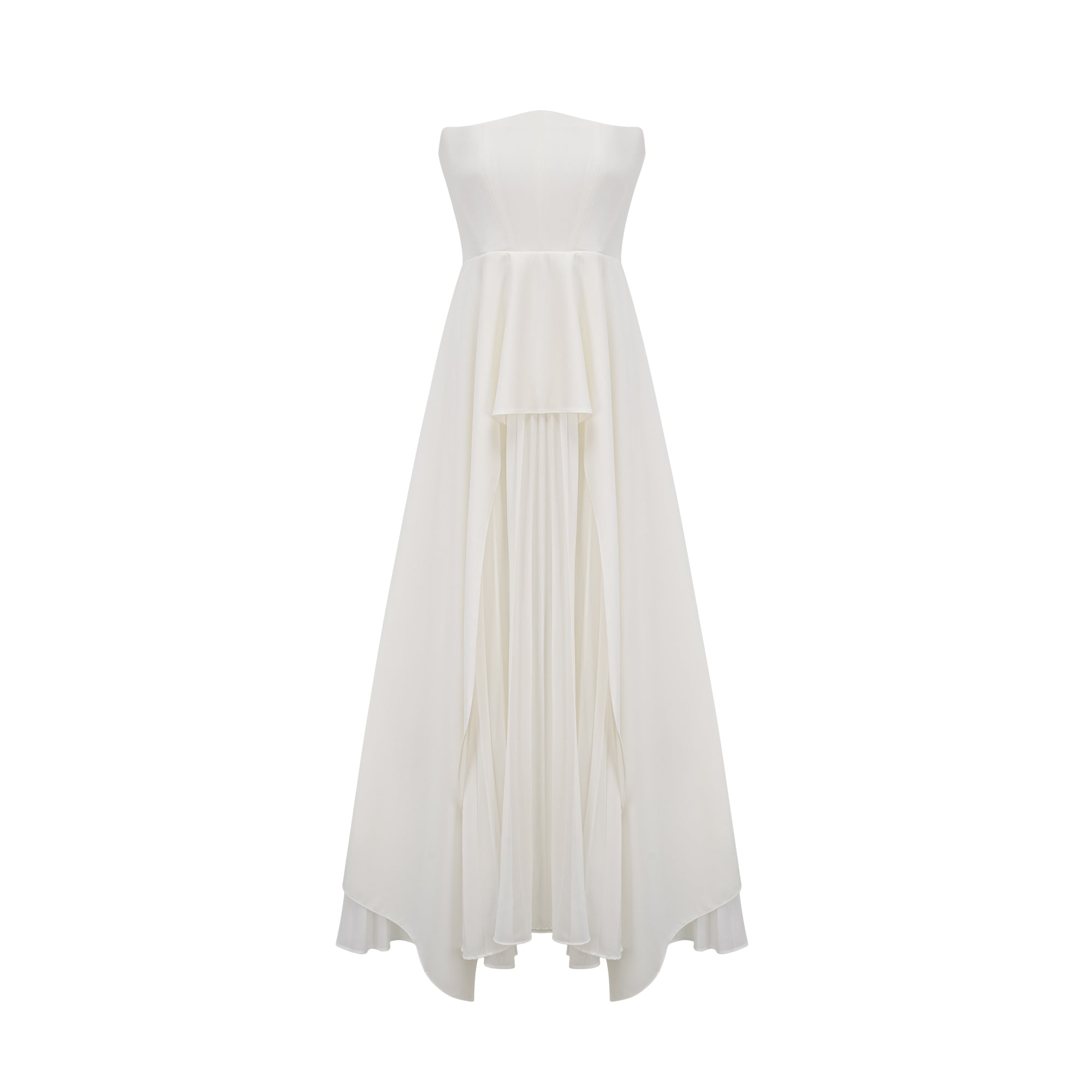 Vanessa White Pleated Off-Shoulder Maxi Dress