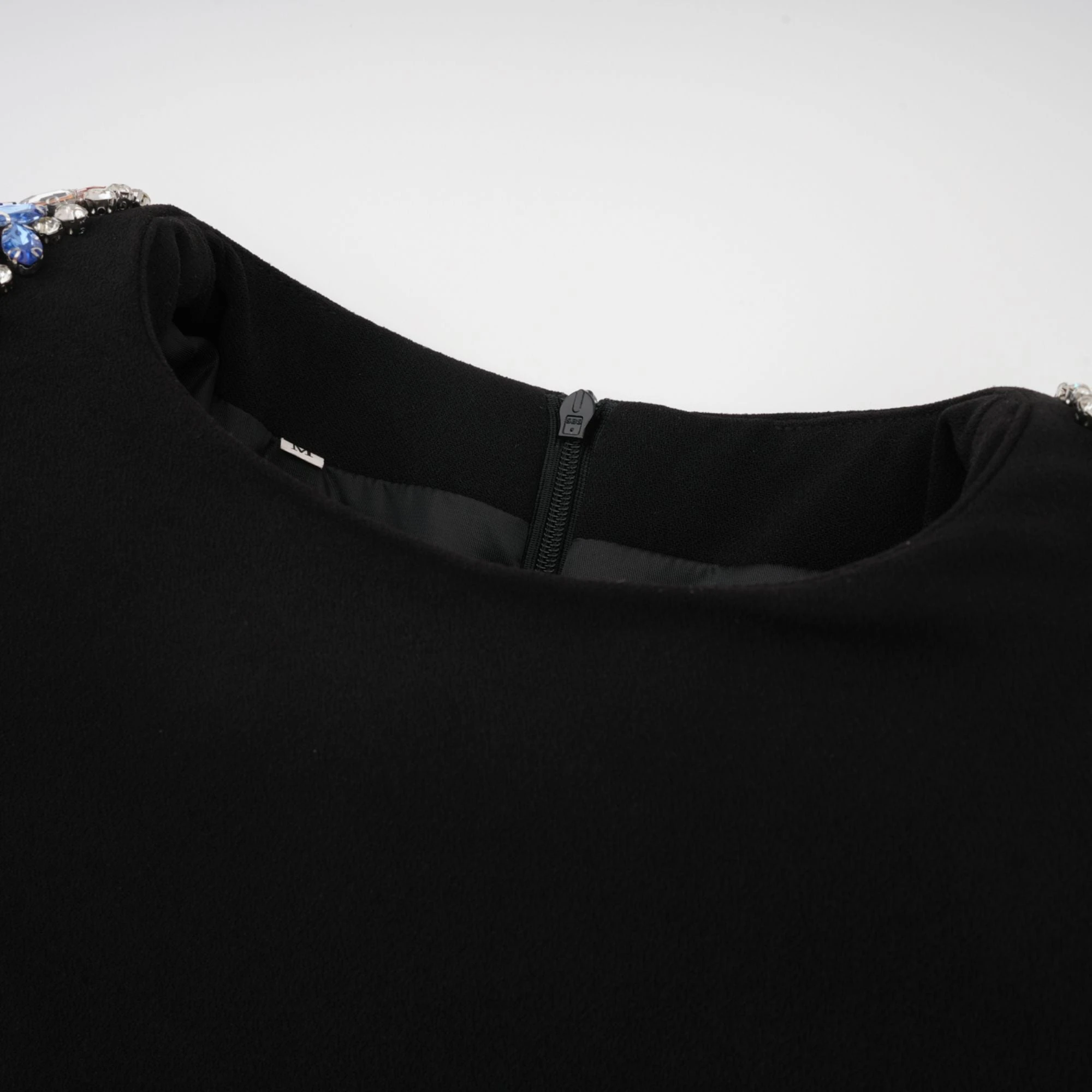 Maelys Black Crystal-Embellished Midi Dress