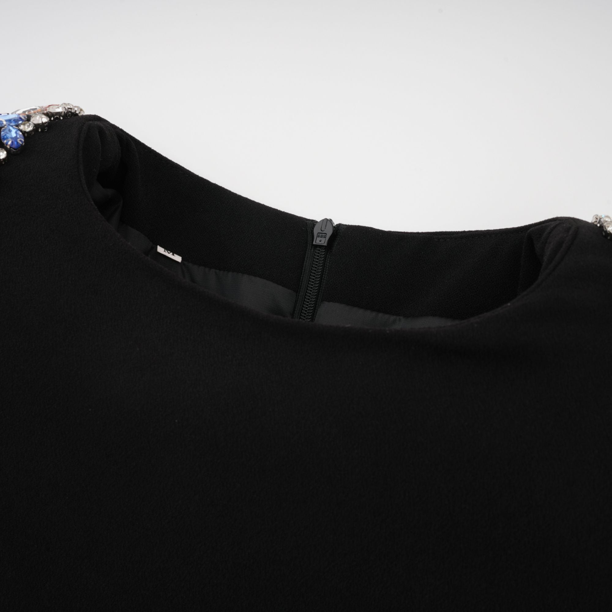 Maelys Black Crystal-Embellished Midi Dress