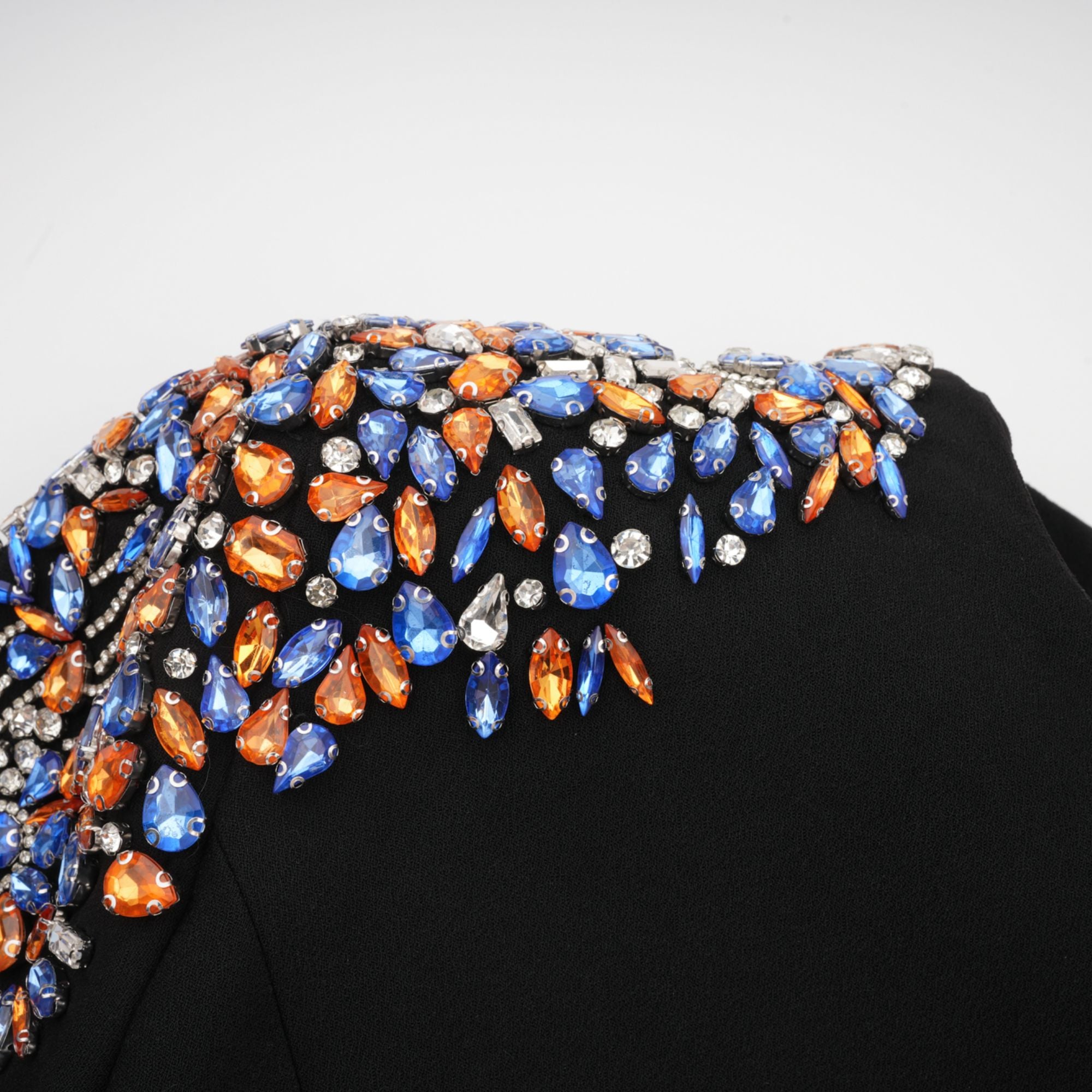Maelys Black Crystal-Embellished Midi Dress