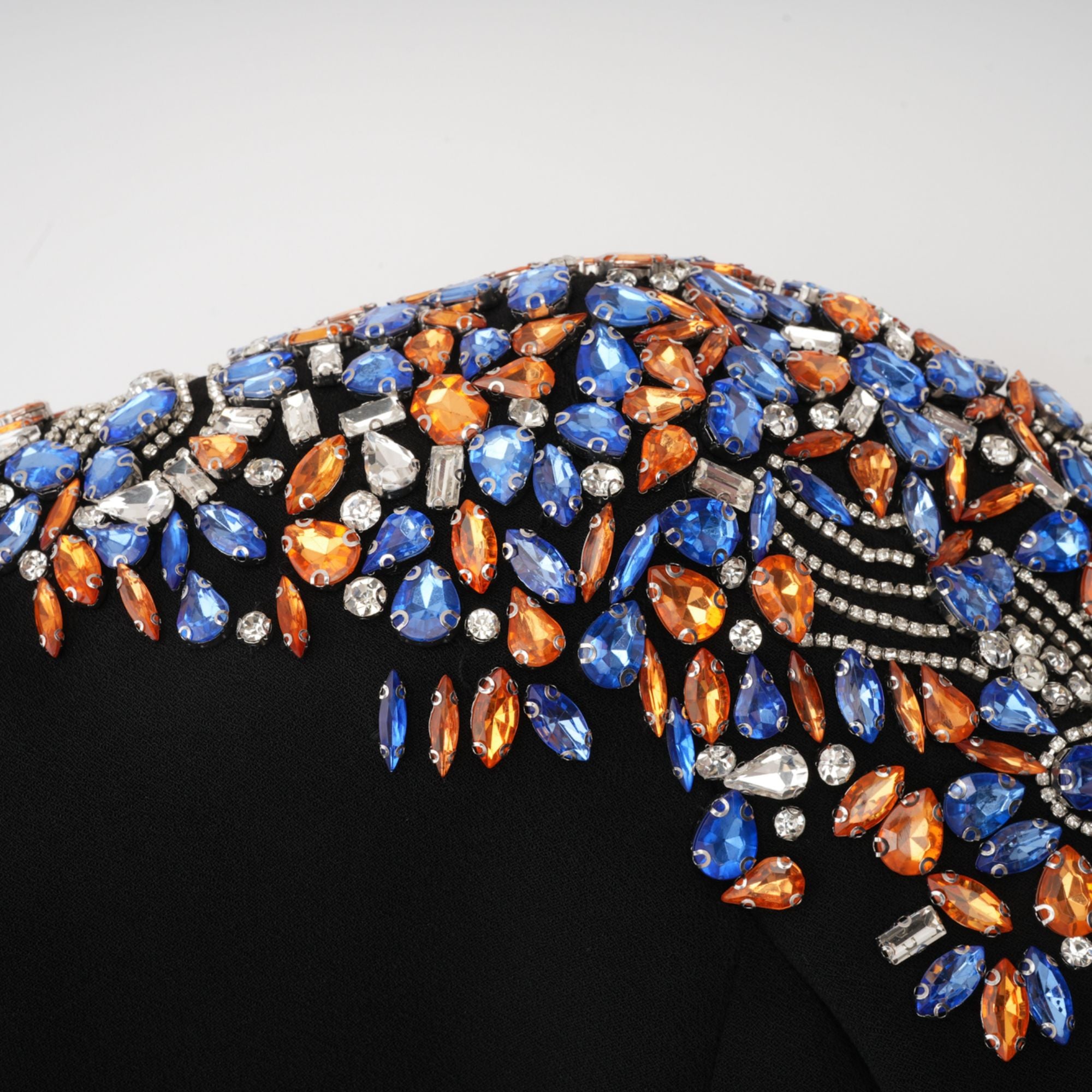 Maelys Black Crystal-Embellished Midi Dress