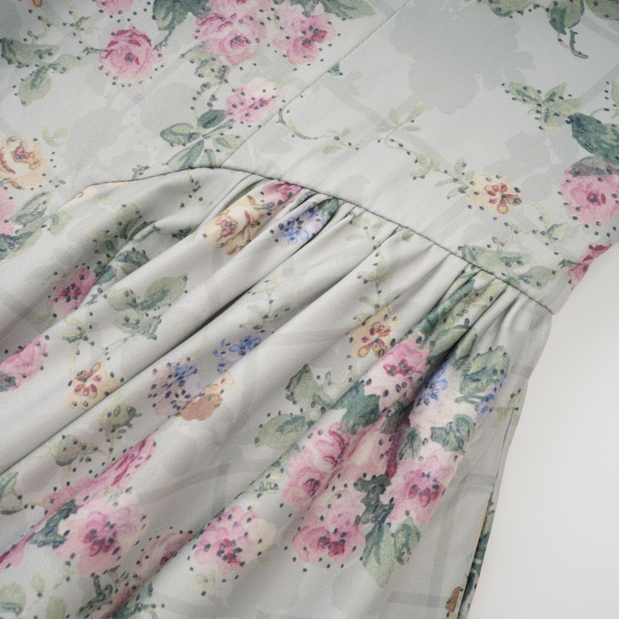 Prunelle Sage-Green Floral-Print Shirred Midi Dress